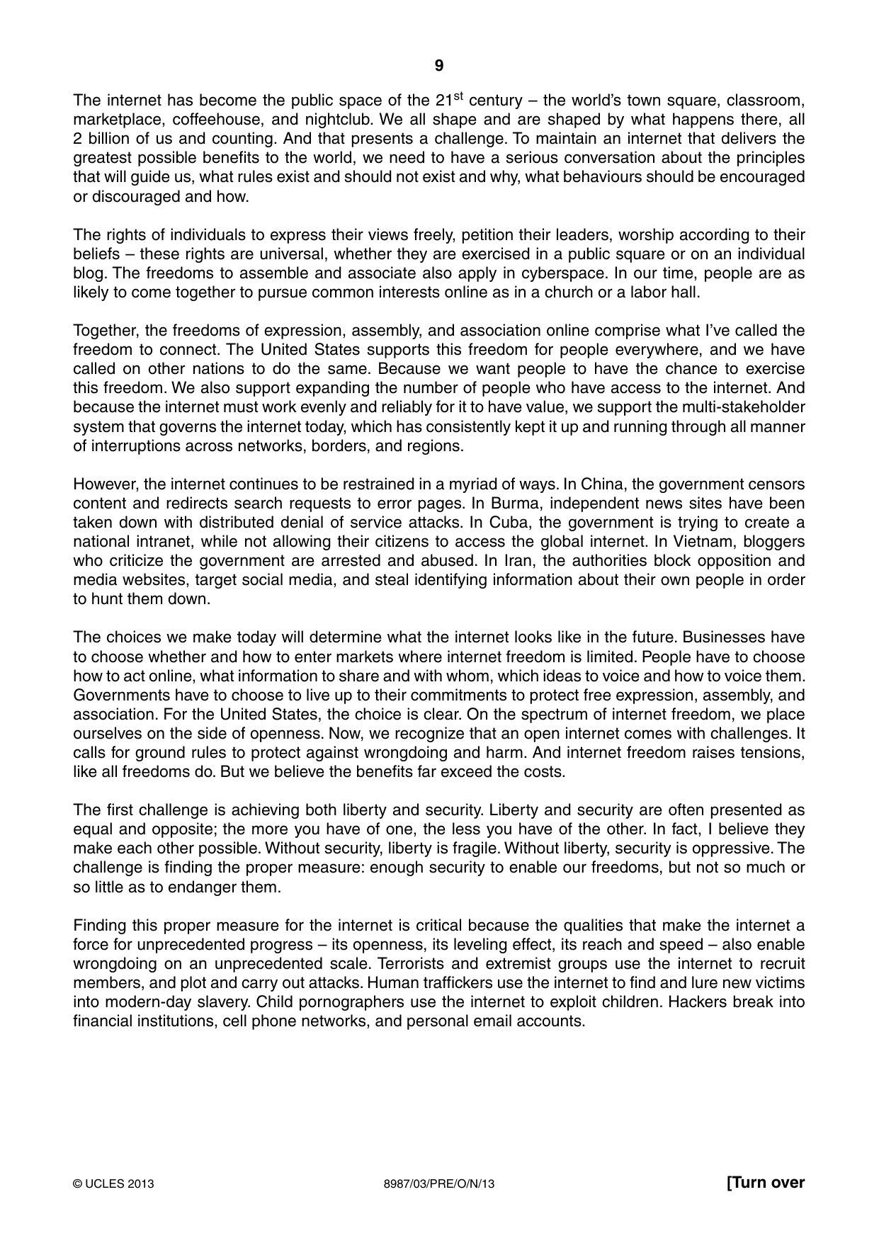 Cambridge A Level Global Perspectives (AS Level only, until Nov 2015) 8987 2013 Oct/Nov Paper 3 · Variant 1 question paper, page 9 of 16