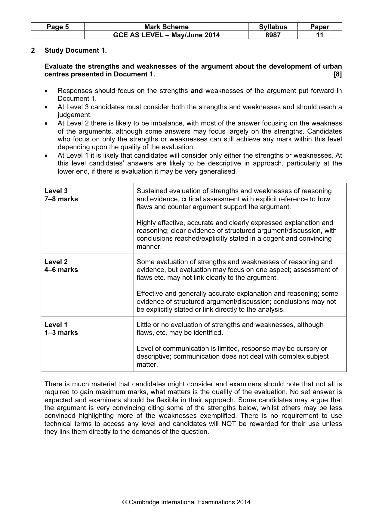 Mark scheme, page 5 of 8
