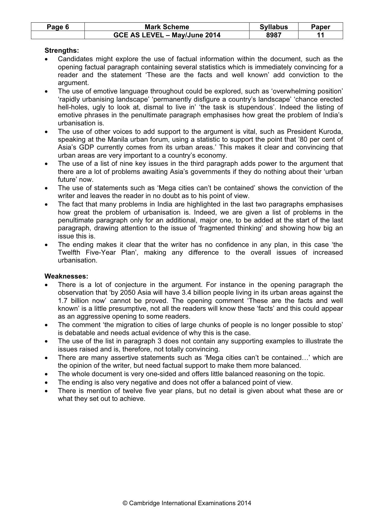 Mark scheme, page 6 of 8