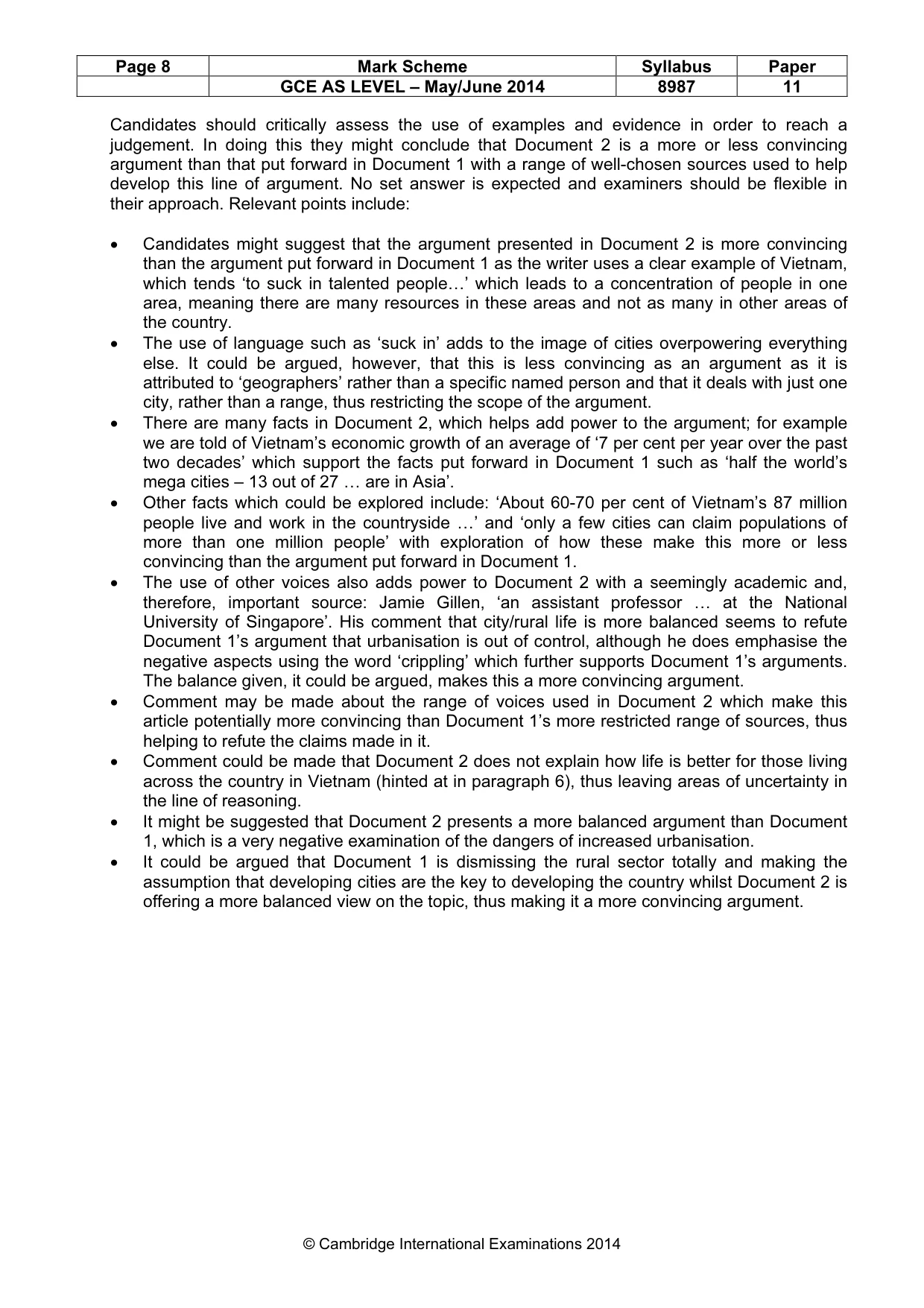 Mark scheme, page 8 of 8