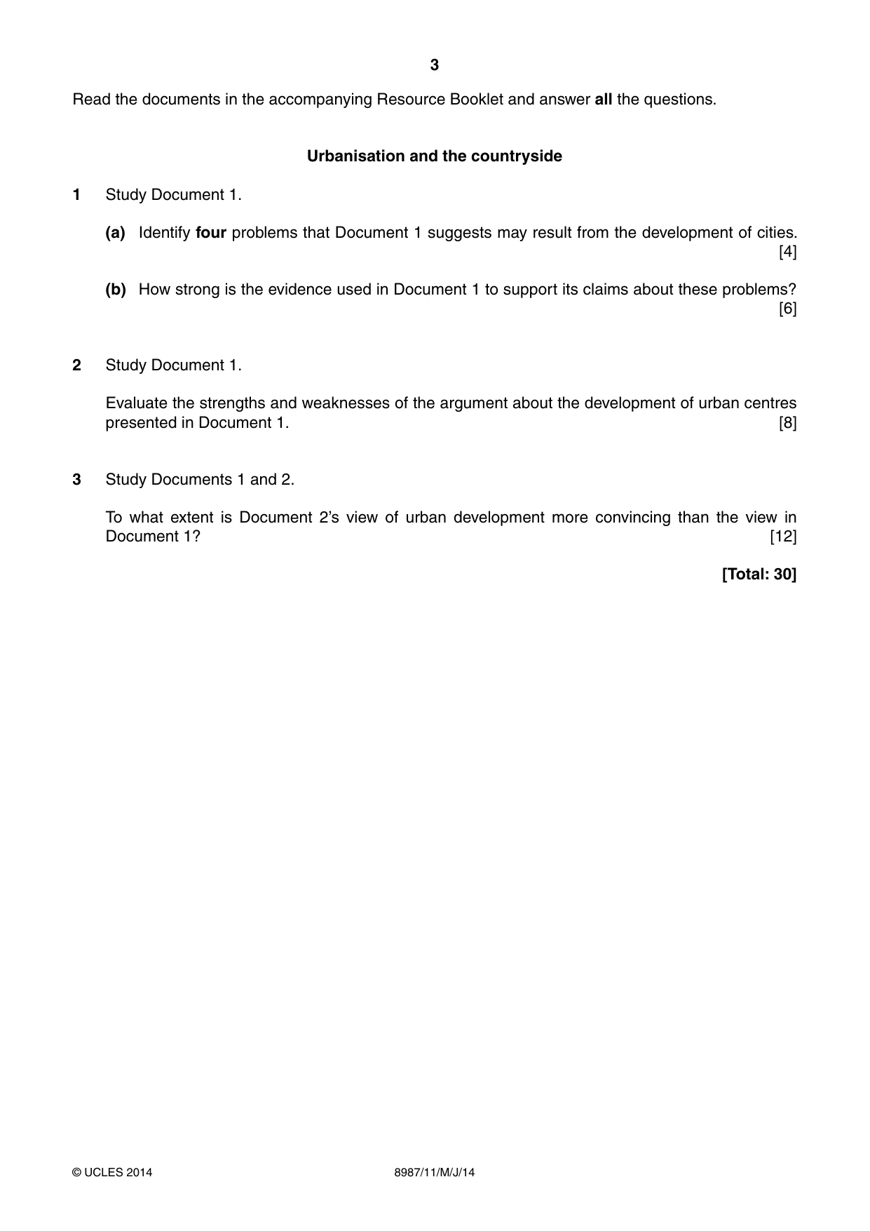 Cambridge A Level Global Perspectives (AS Level only, until Nov 2015) 8987 2014 May/June Paper 1 · Variant 1 question paper, page 3 of 4