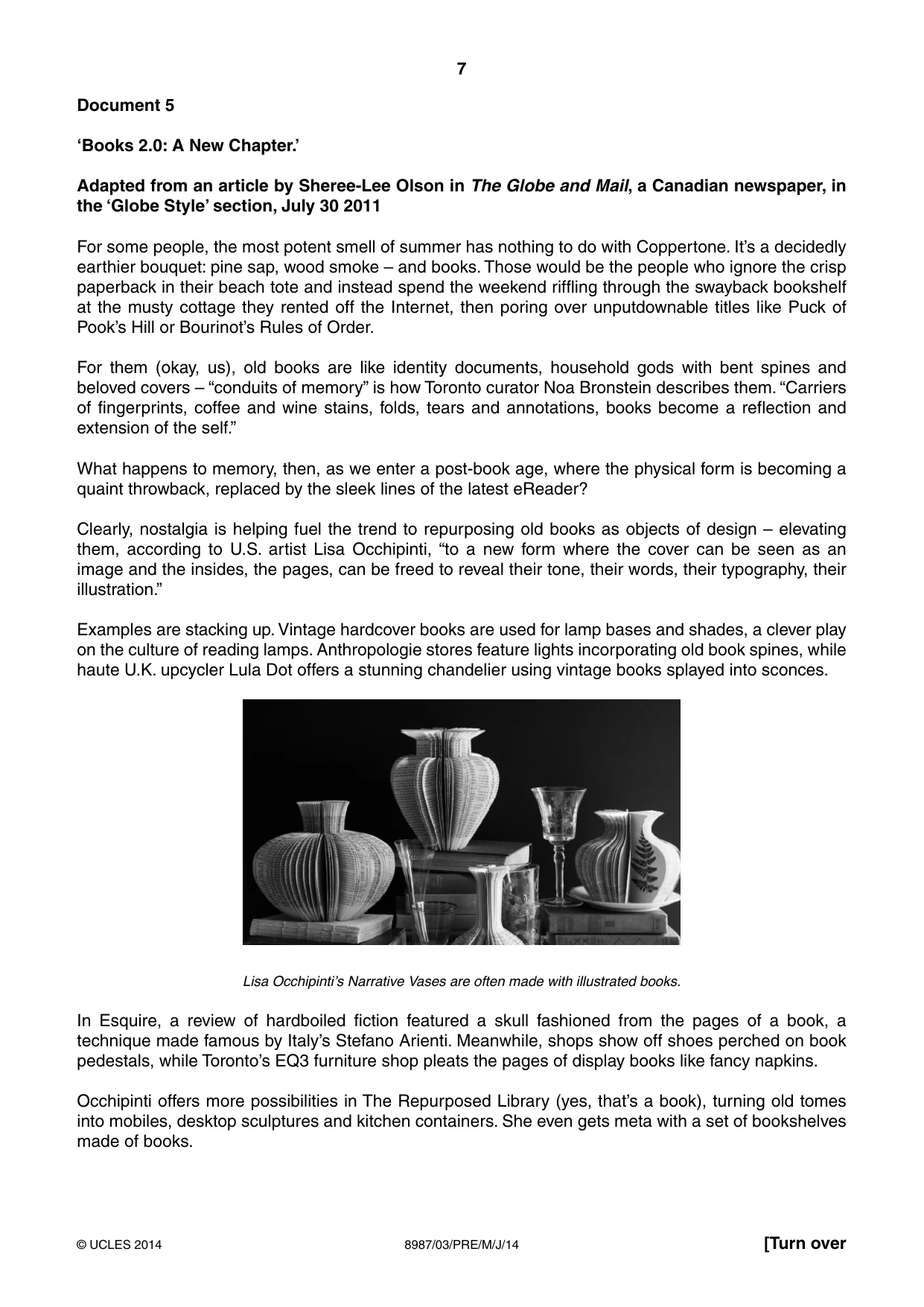 Cambridge A Level Global Perspectives (AS Level only, until Nov 2015) 8987 2014 May/June Paper 3 · Variant 1 question paper, page 7 of 12