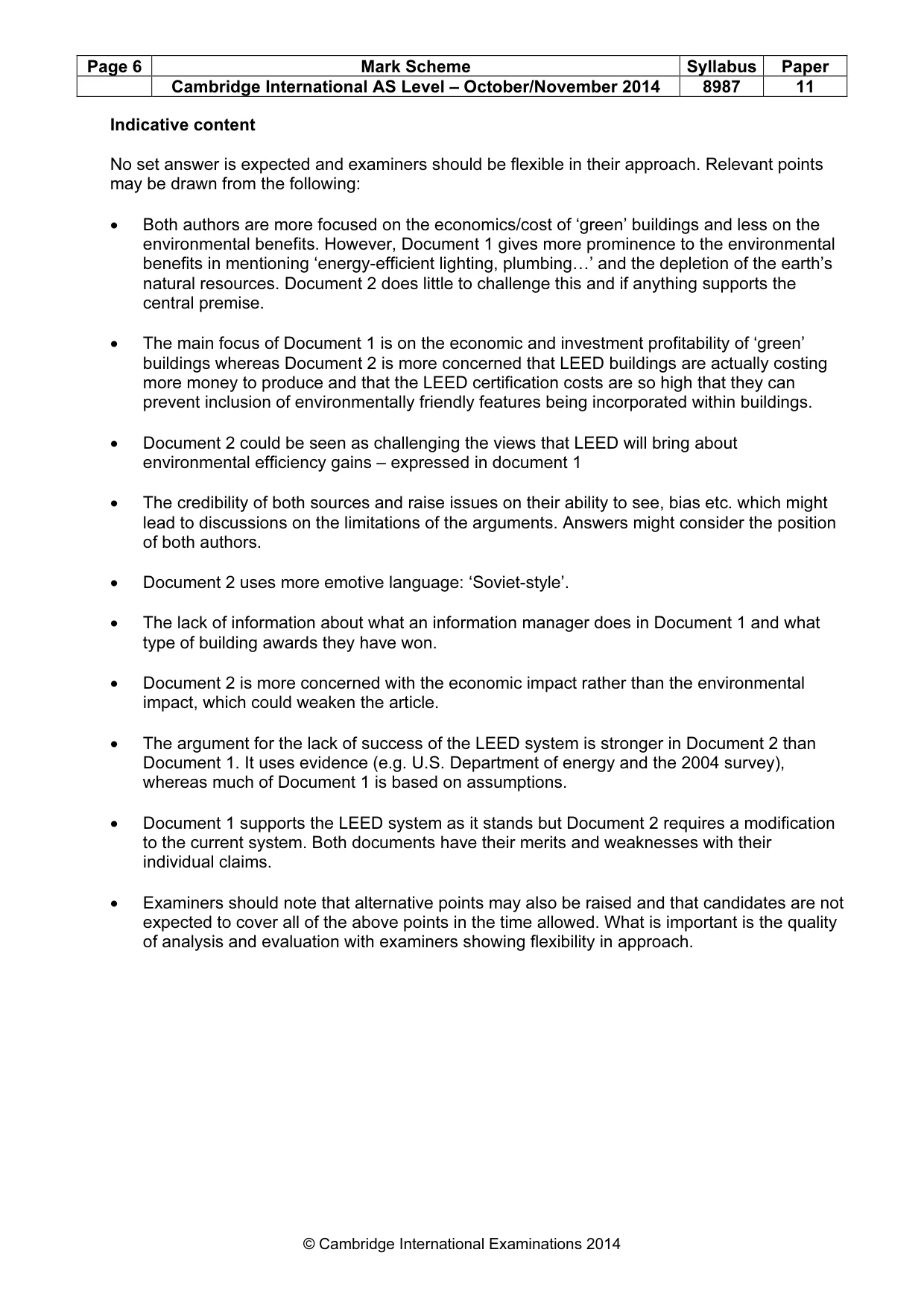 Mark scheme, page 6 of 6