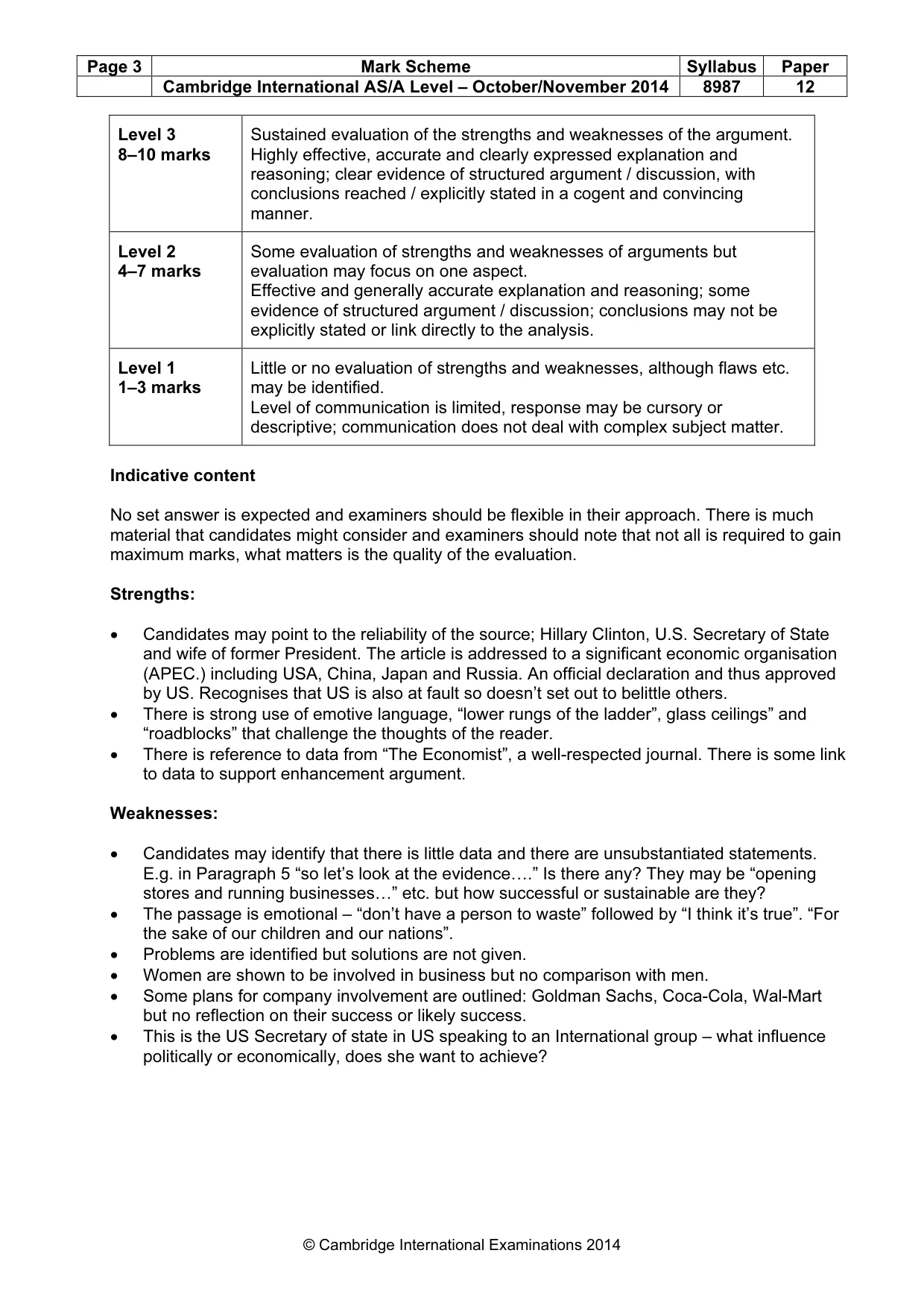 Mark scheme, page 3 of 5
