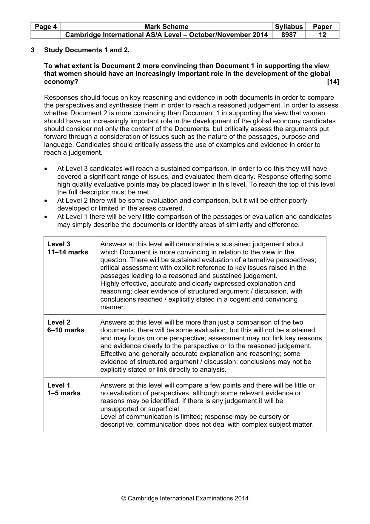 Mark scheme, page 4 of 5