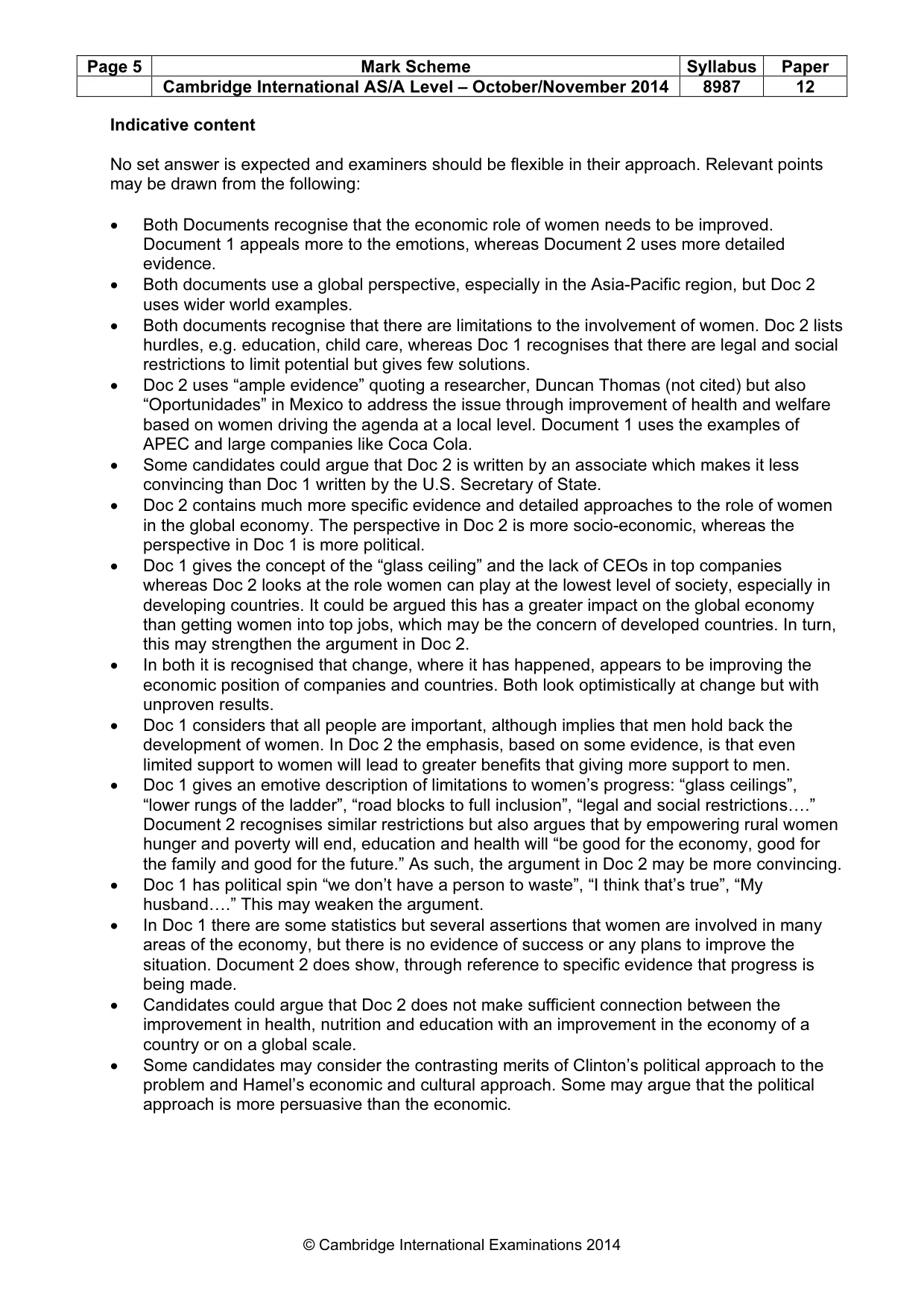 Mark scheme, page 5 of 5