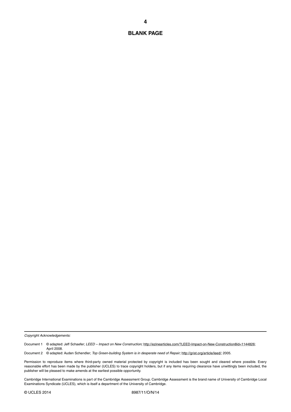 Cambridge A Level Global Perspectives (AS Level only, until Nov 2015) 8987 2014 Oct/Nov Paper 1 · Variant 1 question paper, page 4 of 4