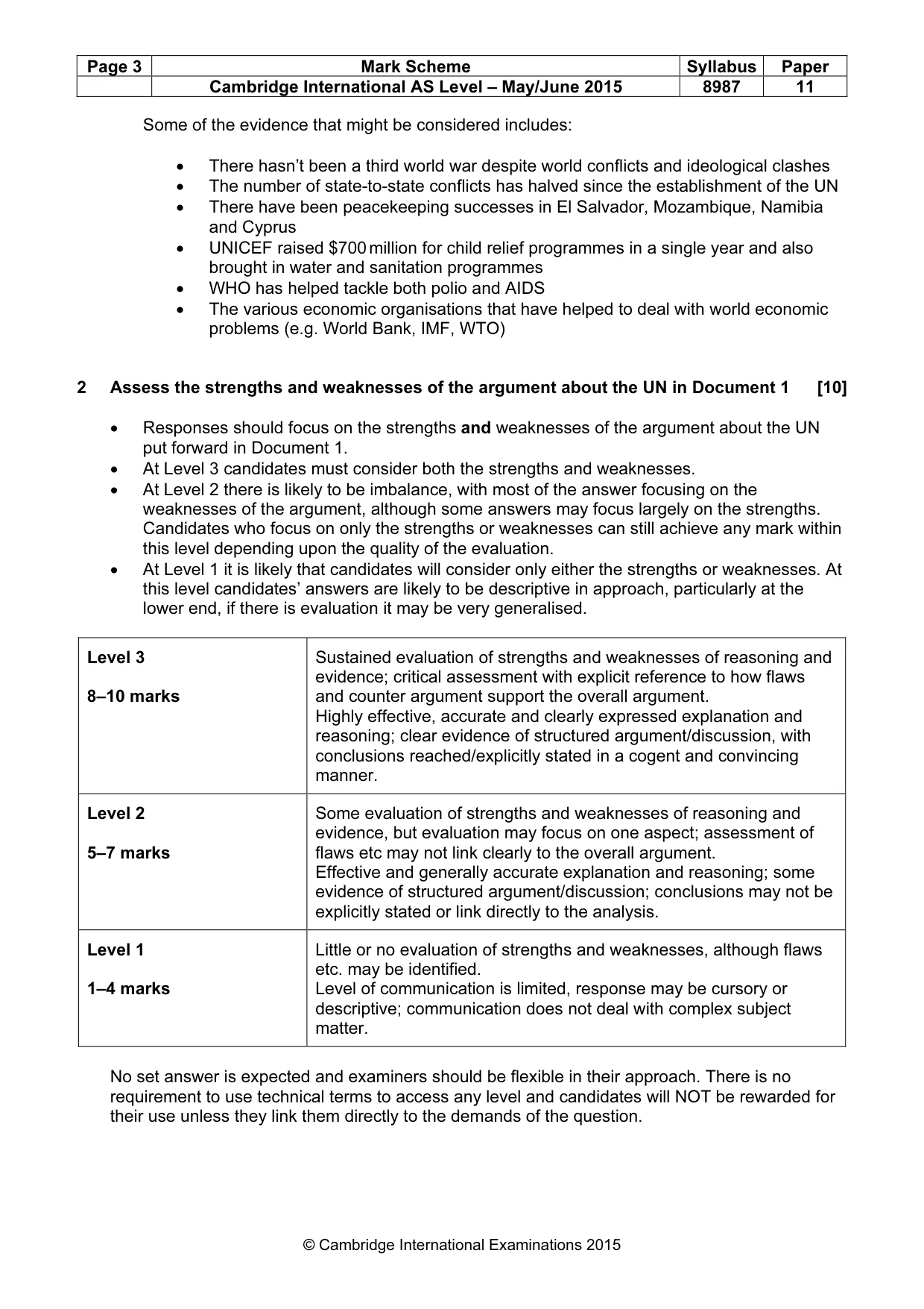 Mark scheme, page 3 of 6