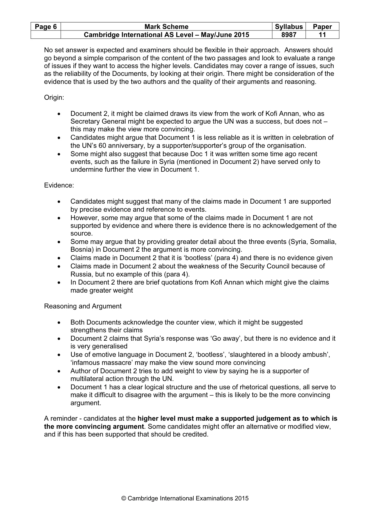 Mark scheme, page 6 of 6
