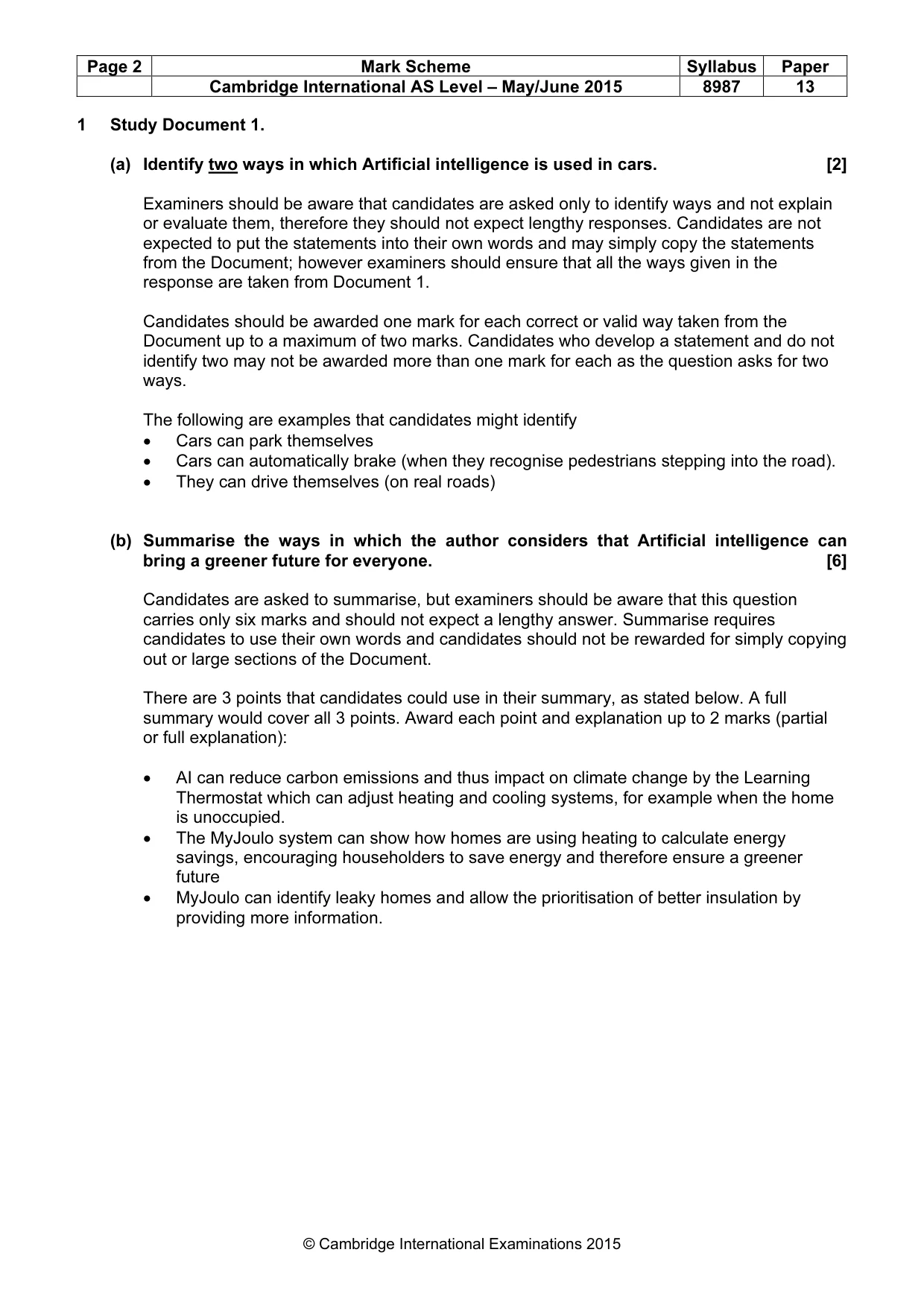Mark scheme, page 2 of 7