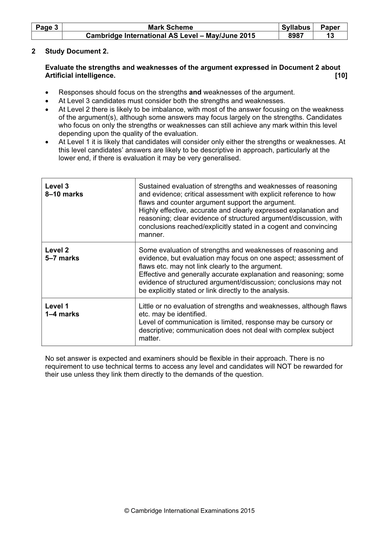Mark scheme, page 3 of 7