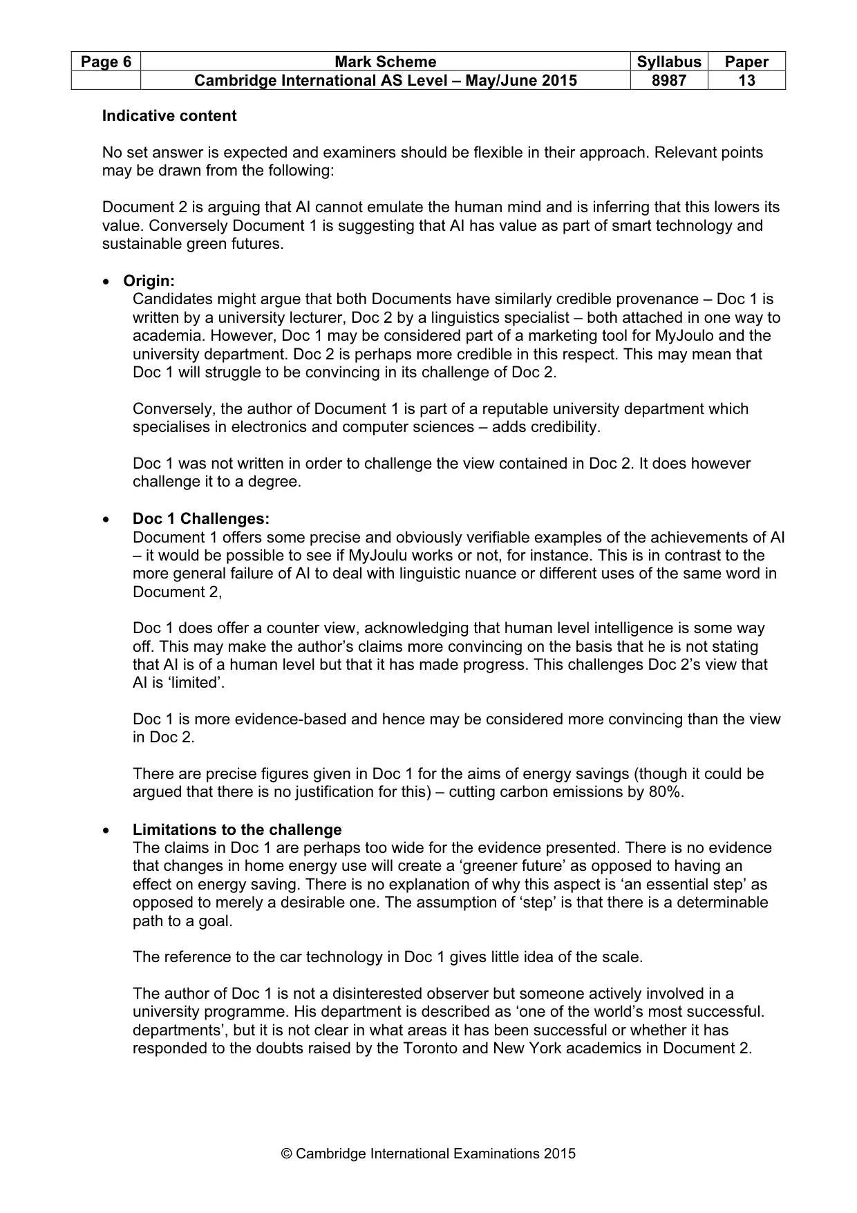 Mark scheme, page 6 of 7