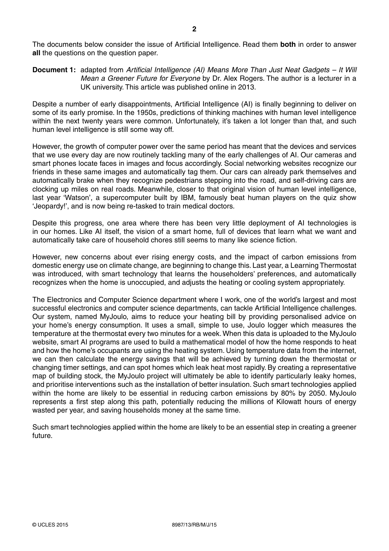 Cambridge A Level Global Perspectives (AS Level only, until Nov 2015) 8987 2015 May/June Paper 1 · Variant 3 question paper, page 2 of 4