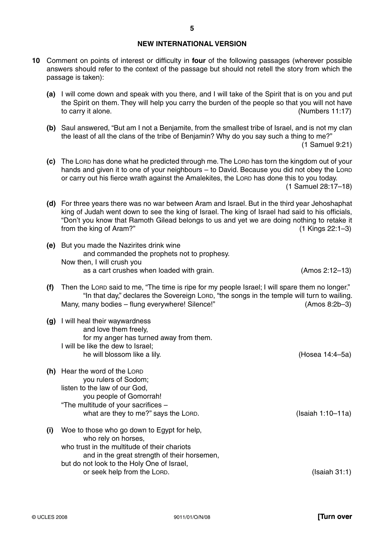 Cambridge A Level Divinity 9011 2008 Oct/Nov Paper 1 · Variant 1 question paper, page 5 of 8