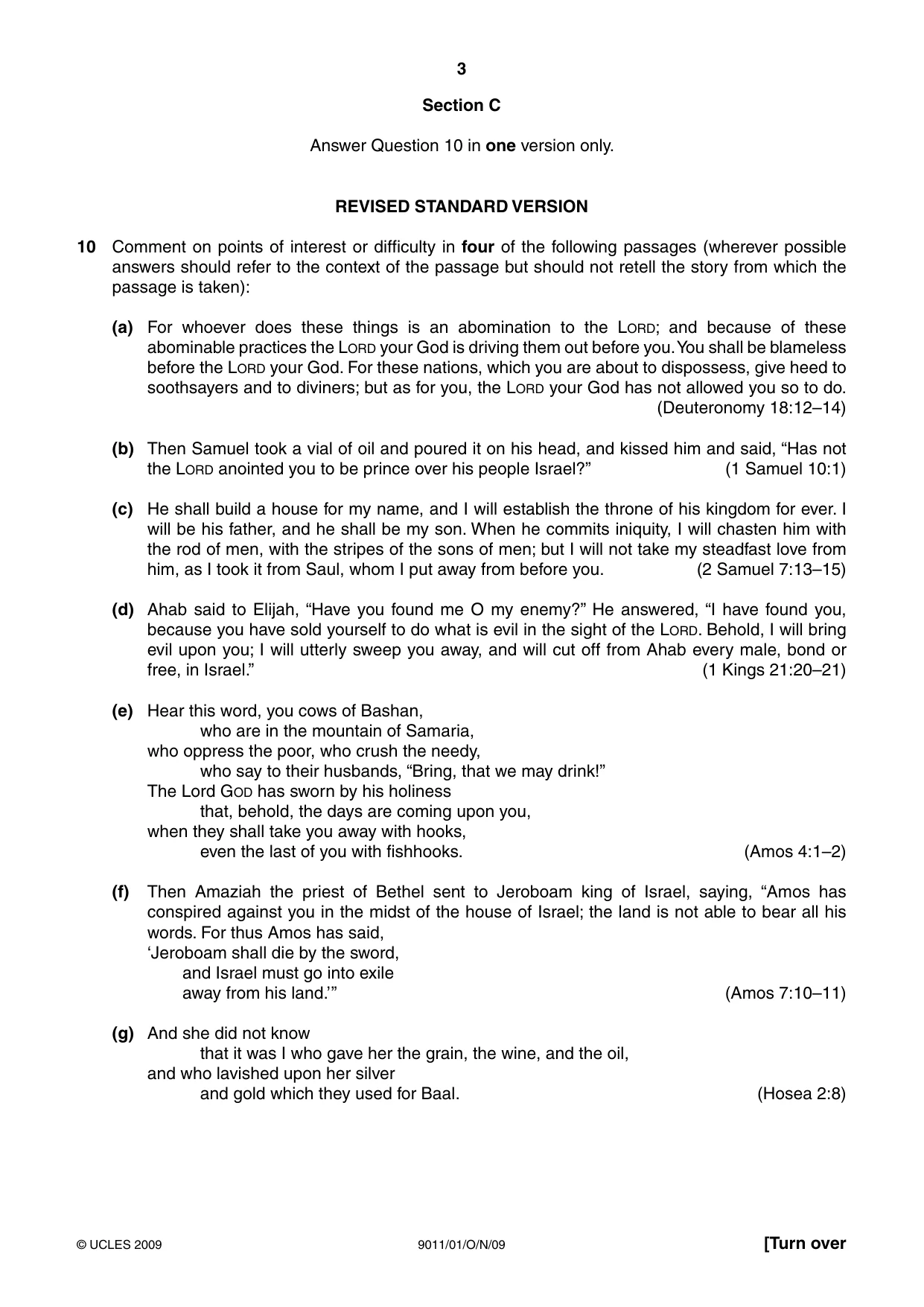 Cambridge A Level Divinity 9011 2009 Oct/Nov Paper 1 · Variant 1 question paper, page 3 of 8