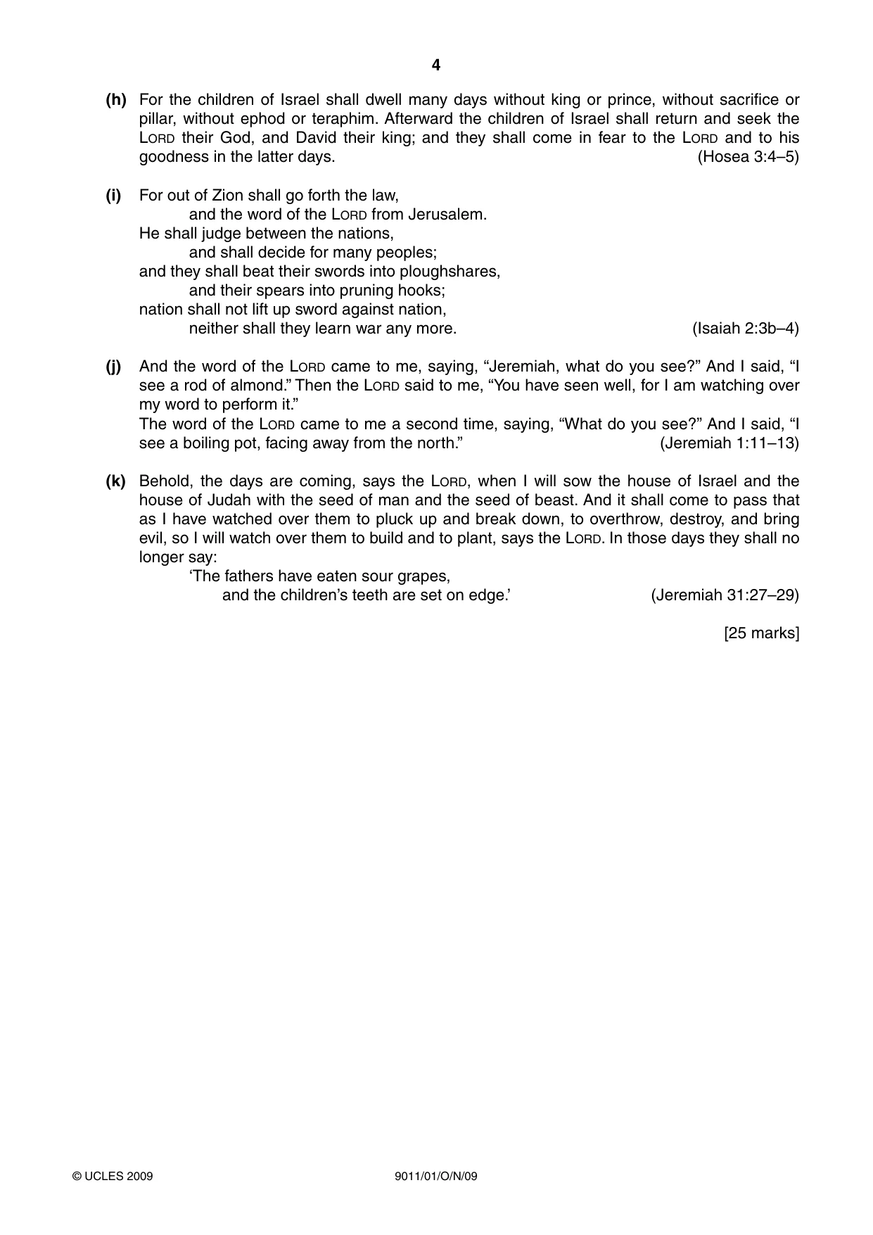 Cambridge A Level Divinity 9011 2009 Oct/Nov Paper 1 · Variant 1 question paper, page 4 of 8