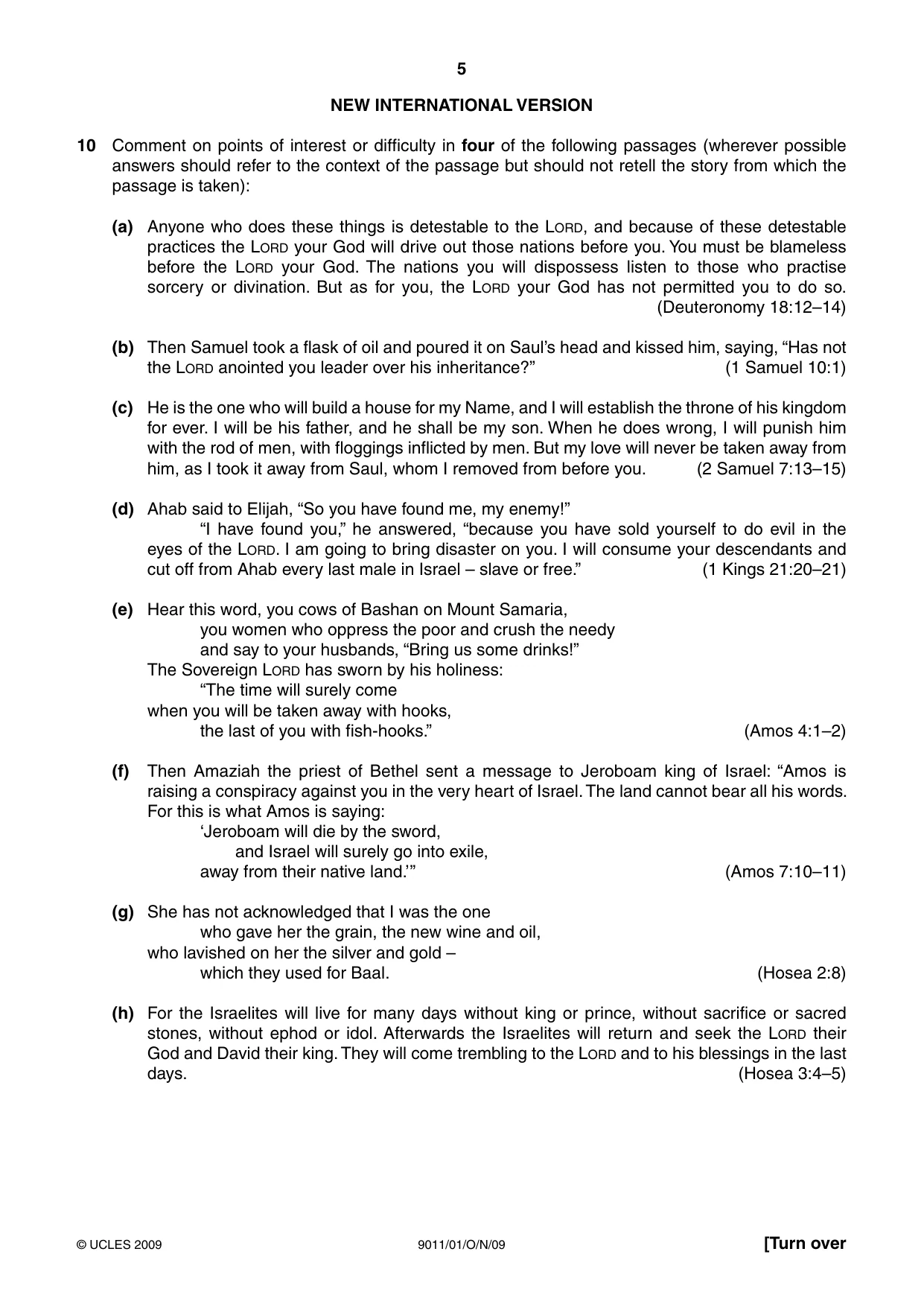 Cambridge A Level Divinity 9011 2009 Oct/Nov Paper 1 · Variant 1 question paper, page 5 of 8