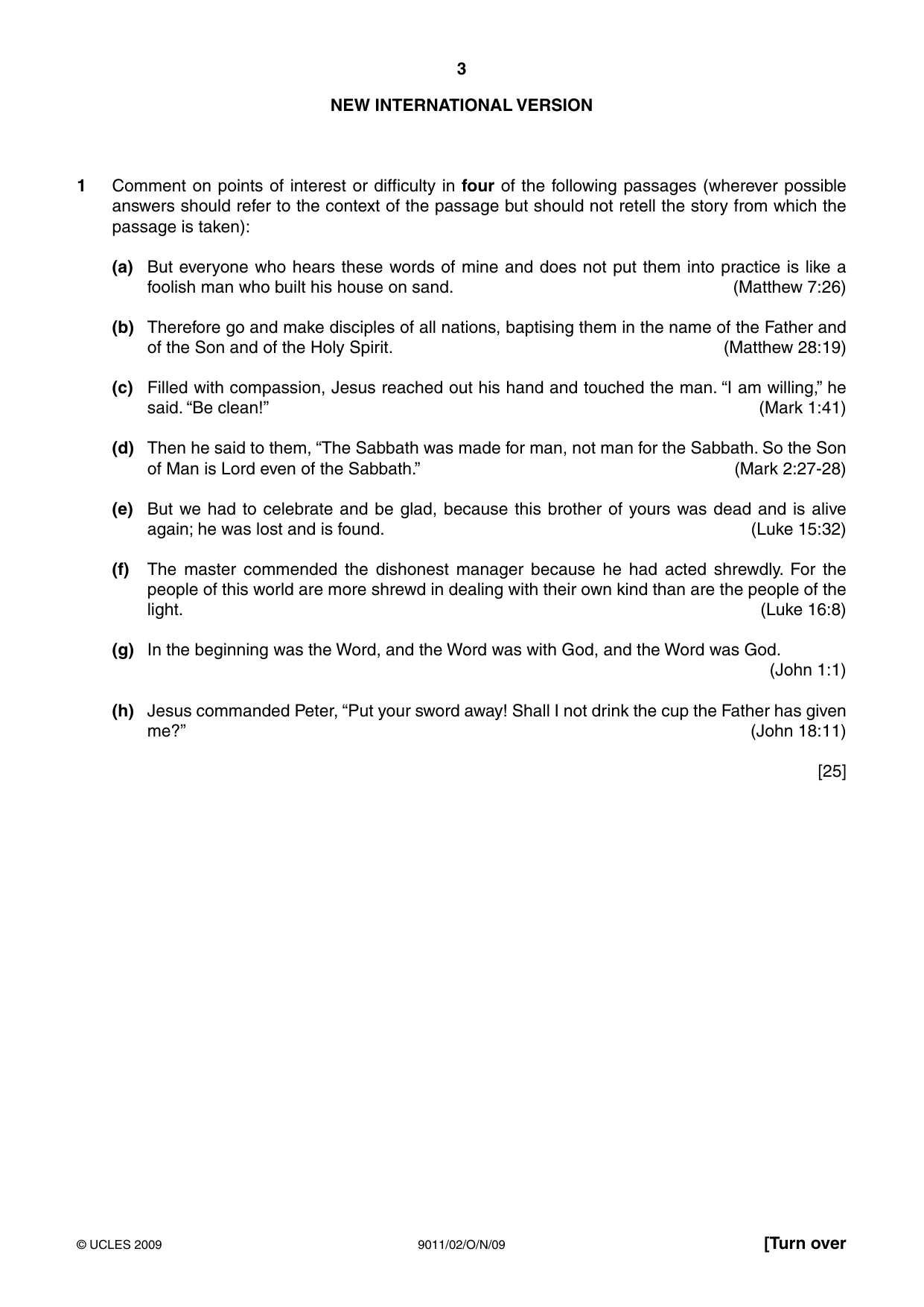 Cambridge A Level Divinity 9011 2009 Oct/Nov Paper 2 · Variant 1 question paper, page 3 of 4