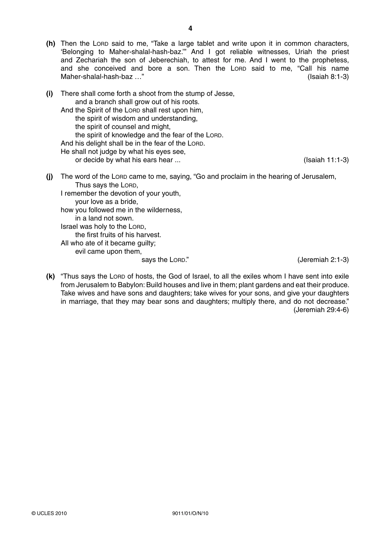 Cambridge A Level Divinity 9011 2010 Oct/Nov Paper 1 · Variant 1 question paper, page 4 of 8