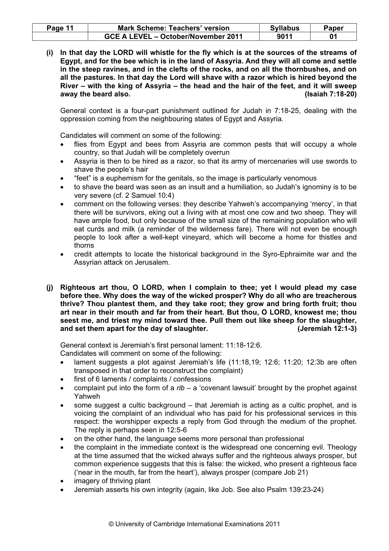 Mark scheme, page 11 of 12