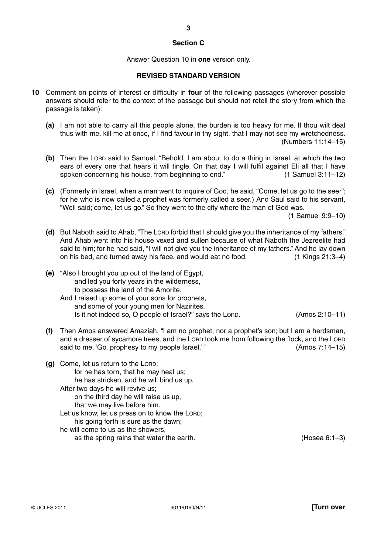 Cambridge A Level Divinity 9011 2011 Oct/Nov Paper 1 · Variant 1 question paper, page 3 of 8