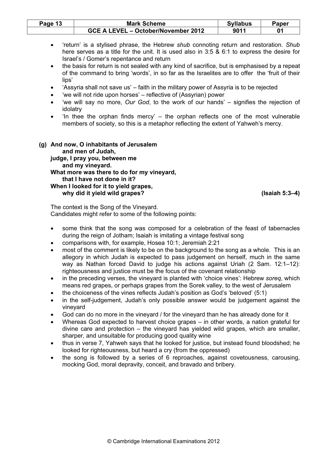 Mark scheme, page 13 of 16