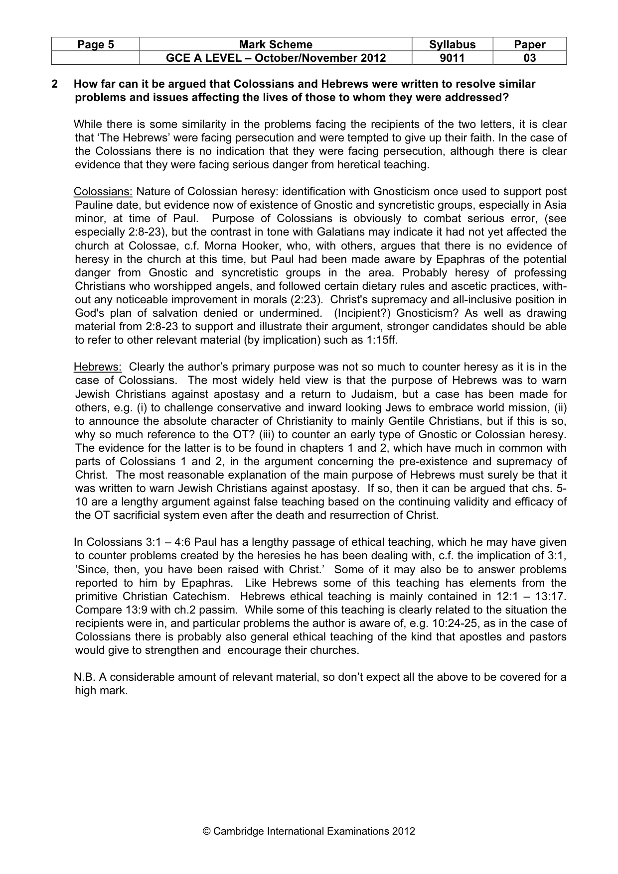 Mark scheme, page 5 of 11