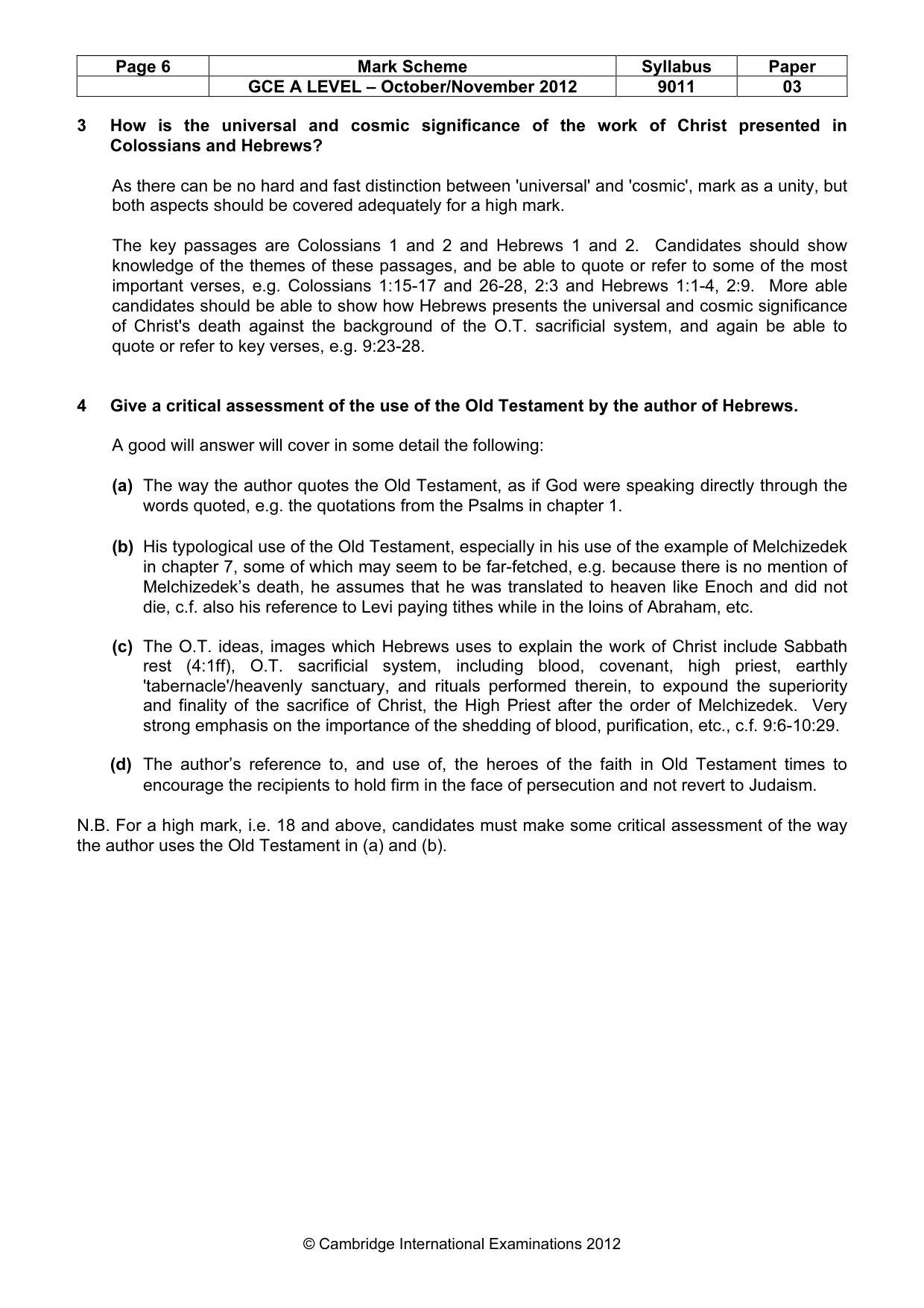 Mark scheme, page 6 of 11