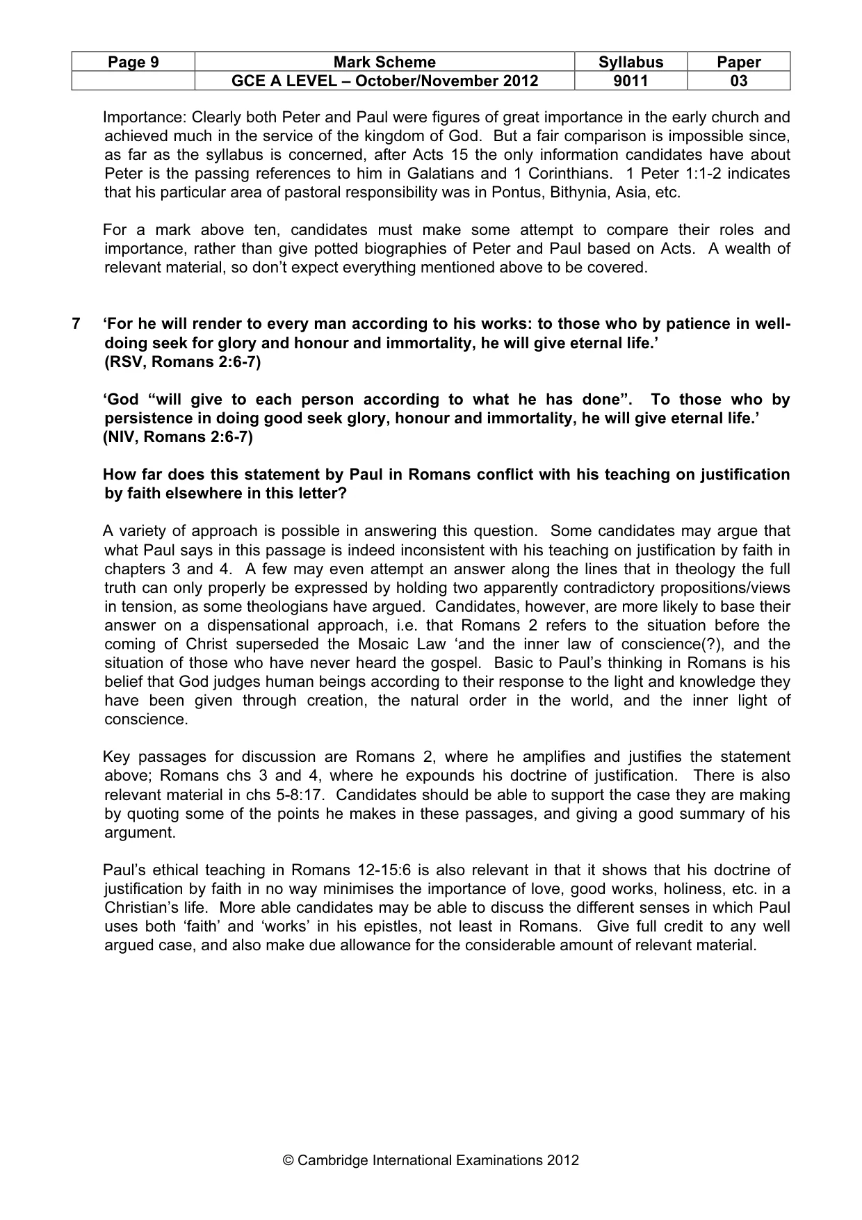 Mark scheme, page 9 of 11