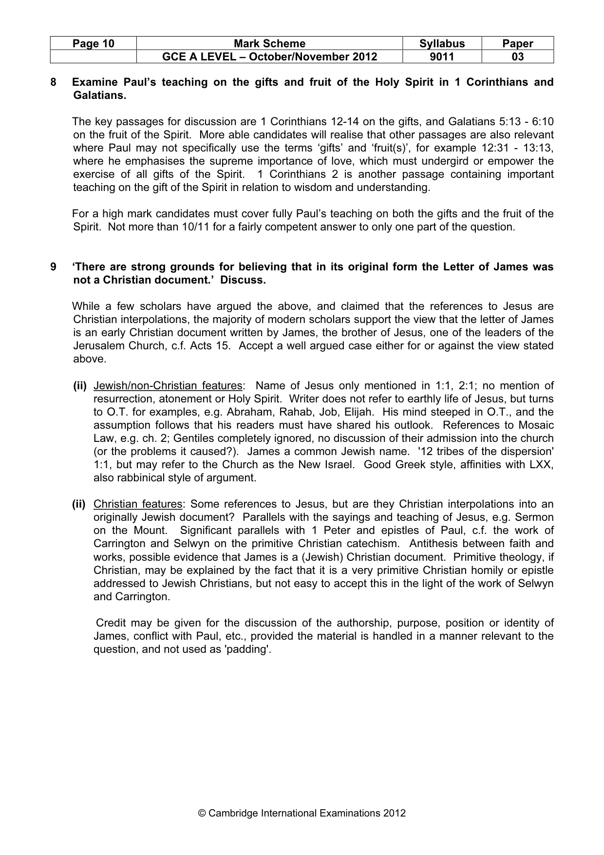 Mark scheme, page 10 of 11