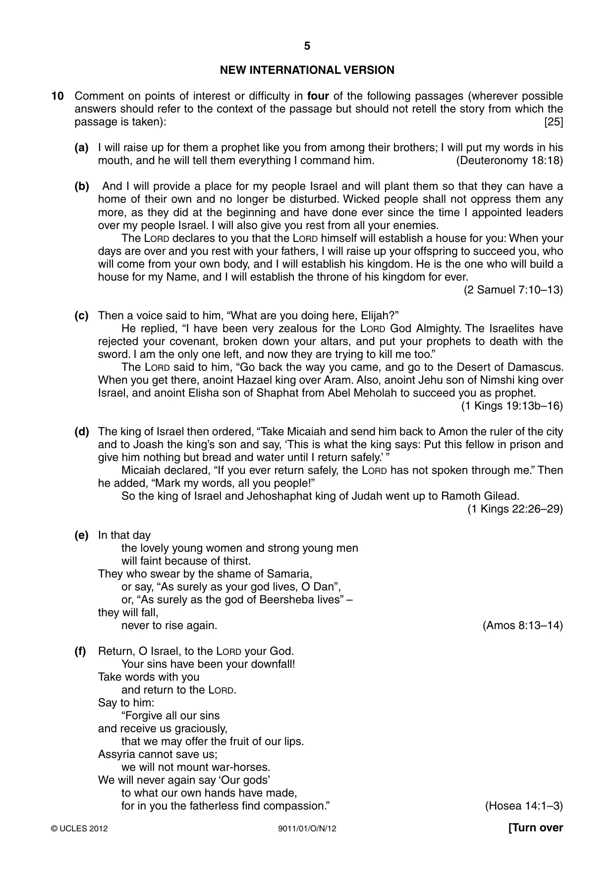 Cambridge A Level Divinity 9011 2012 Oct/Nov Paper 1 · Variant 1 question paper, page 5 of 8