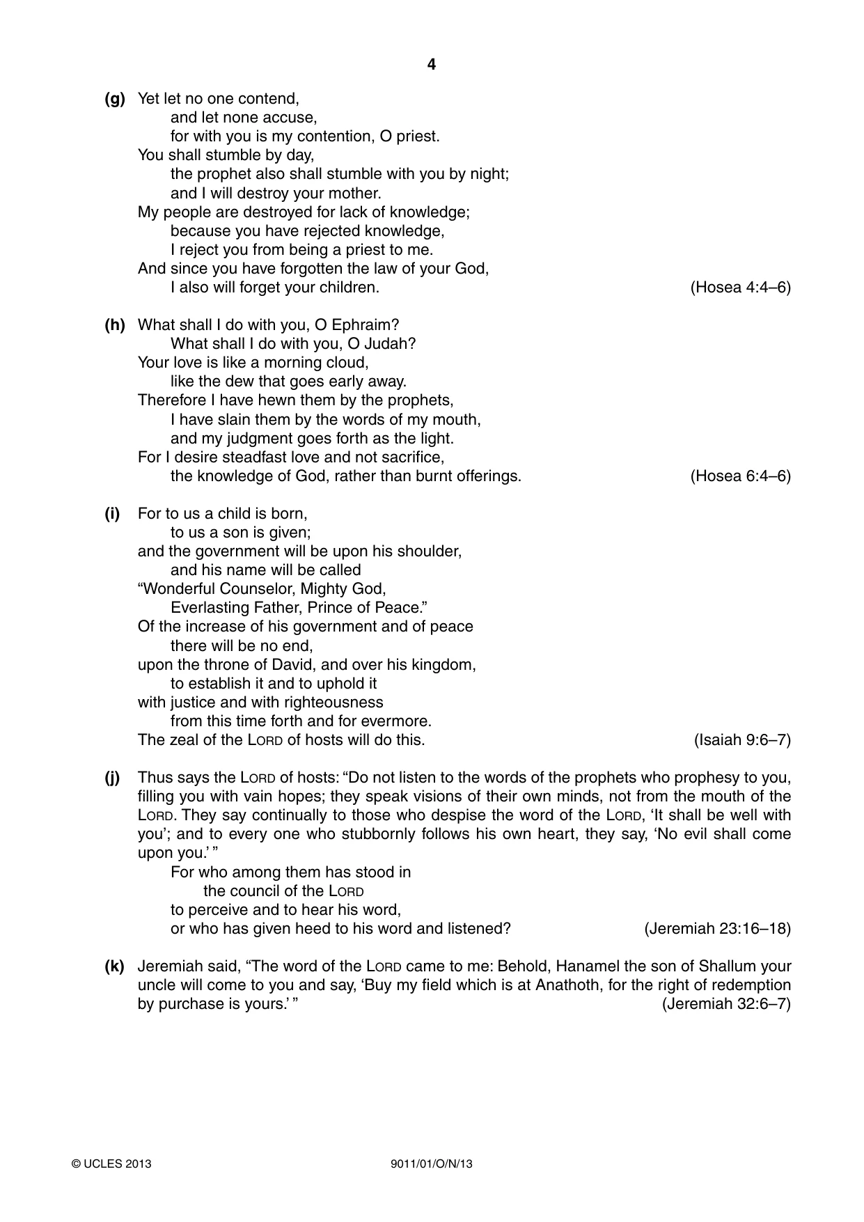 Cambridge A Level Divinity 9011 2013 Oct/Nov Paper 1 · Variant 1 question paper, page 4 of 8