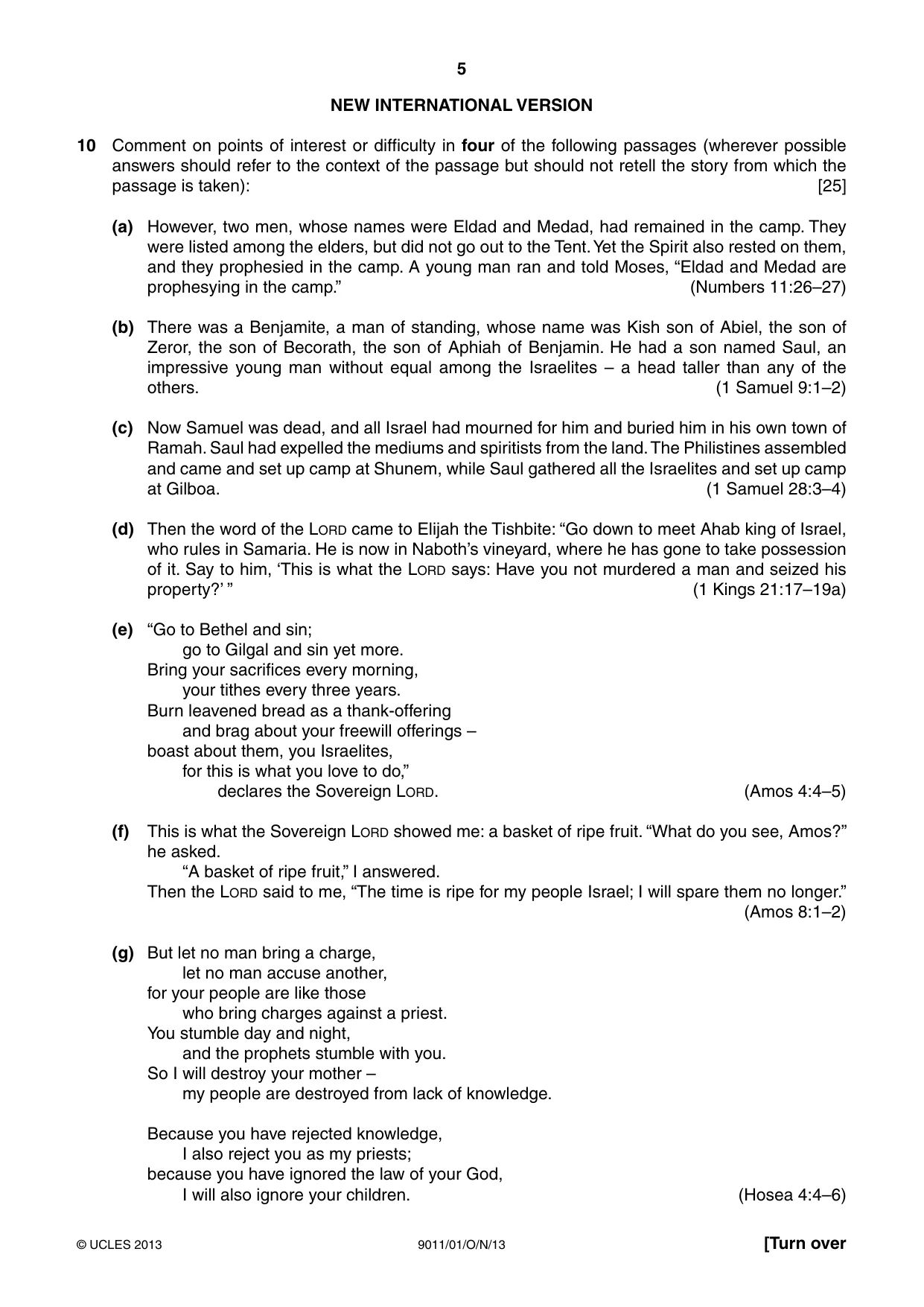 Cambridge A Level Divinity 9011 2013 Oct/Nov Paper 1 · Variant 1 question paper, page 5 of 8