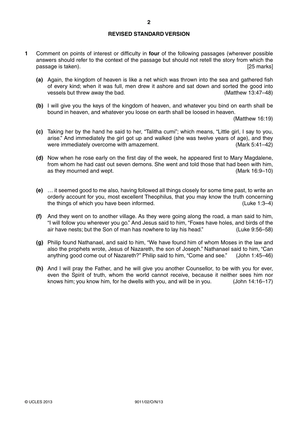 Cambridge A Level Divinity 9011 2013 Oct/Nov Paper 2 · Variant 1 question paper, page 2 of 4