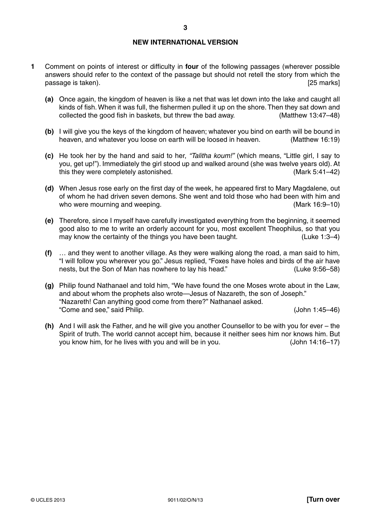 Cambridge A Level Divinity 9011 2013 Oct/Nov Paper 2 · Variant 1 question paper, page 3 of 4