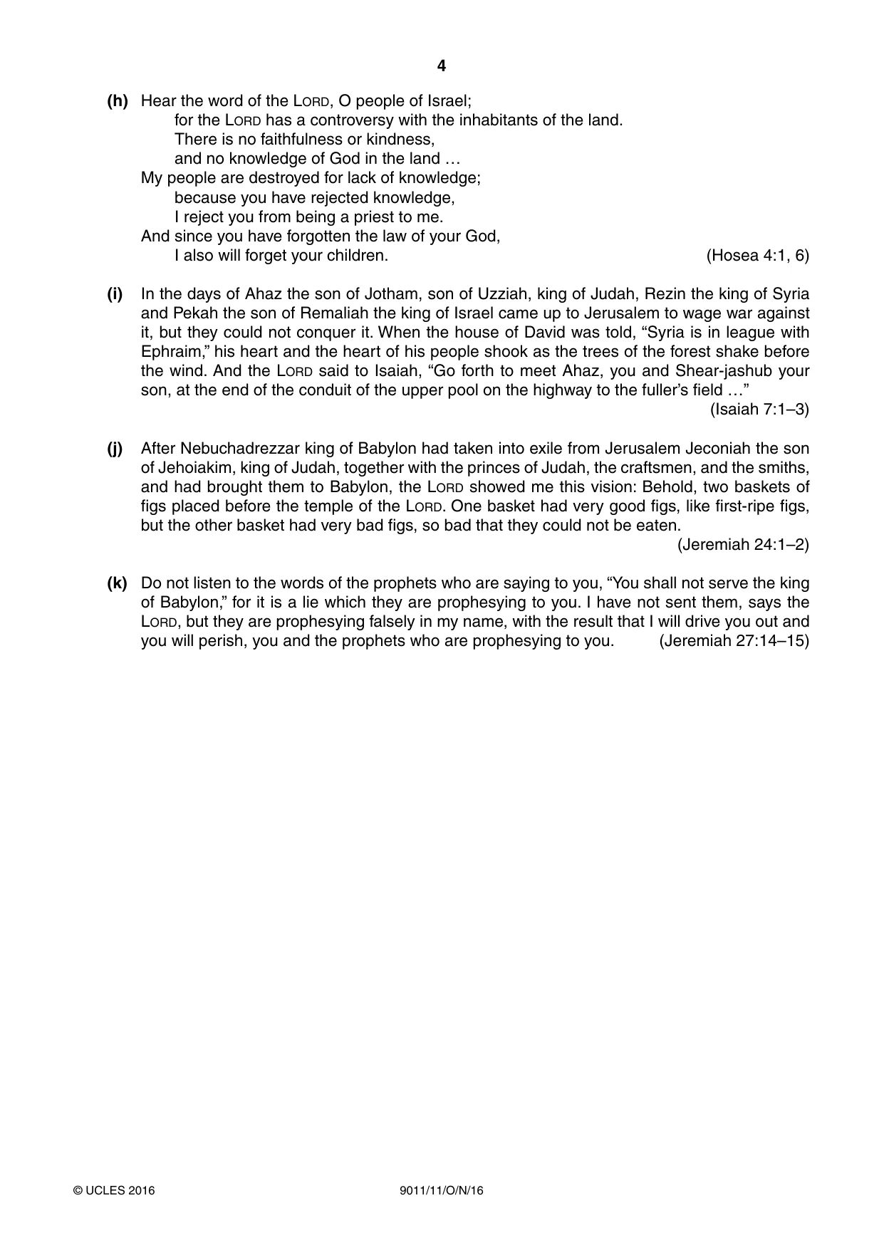 Cambridge A Level Divinity 9011 2016 Oct/Nov Paper 1 · Variant 1 question paper, page 4 of 8