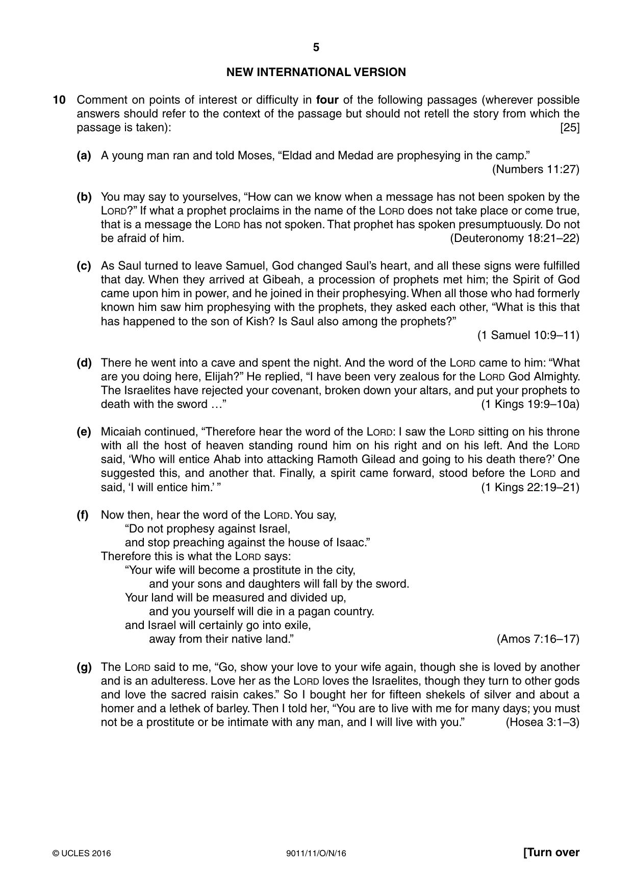 Cambridge A Level Divinity 9011 2016 Oct/Nov Paper 1 · Variant 1 question paper, page 5 of 8