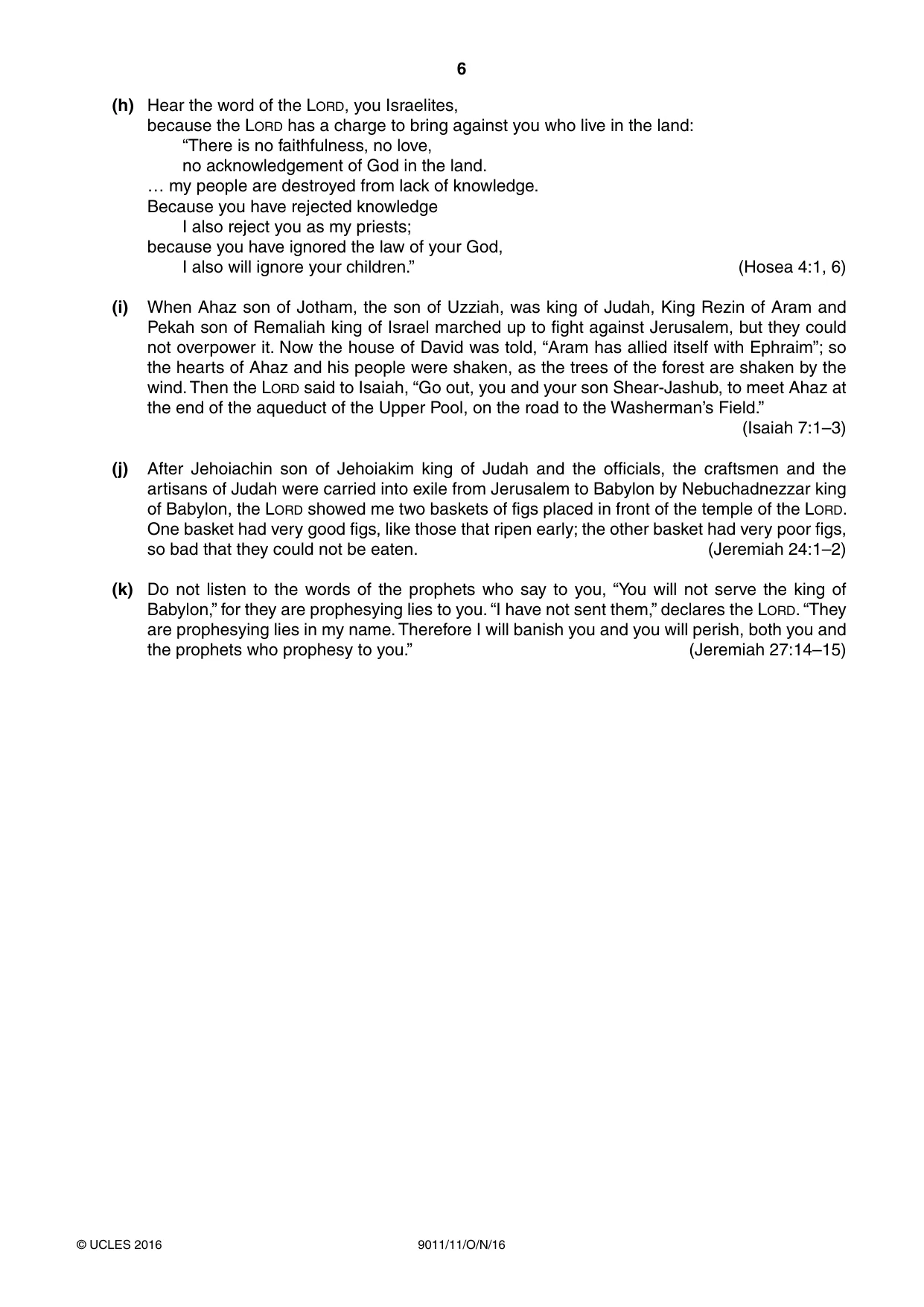 Cambridge A Level Divinity 9011 2016 Oct/Nov Paper 1 · Variant 1 question paper, page 6 of 8