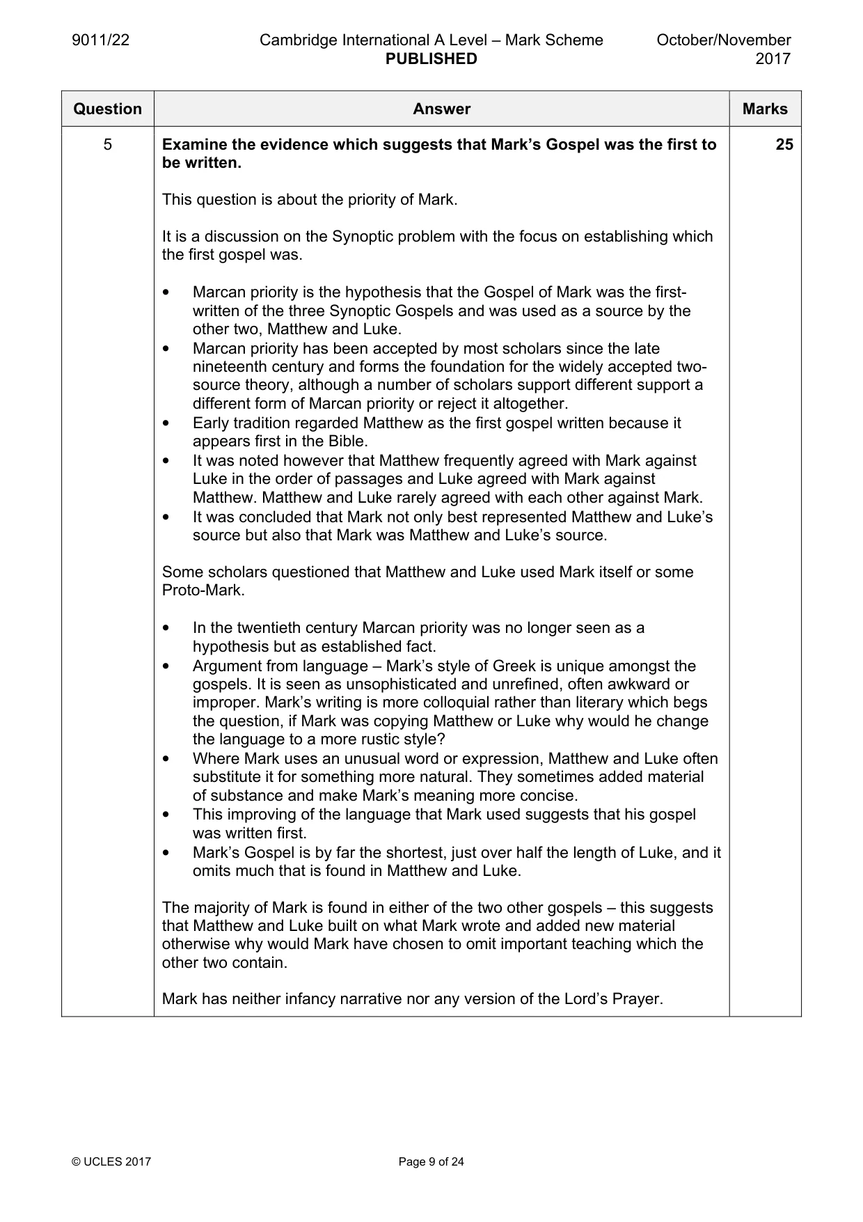 Mark scheme, page 9 of 24