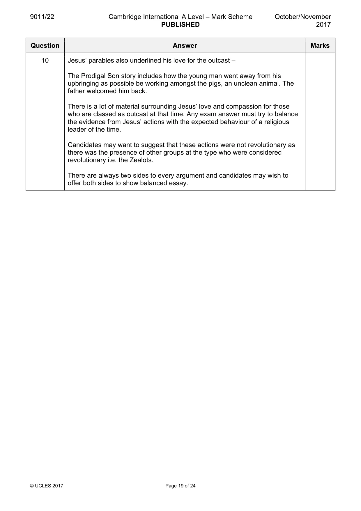 Mark scheme, page 19 of 24