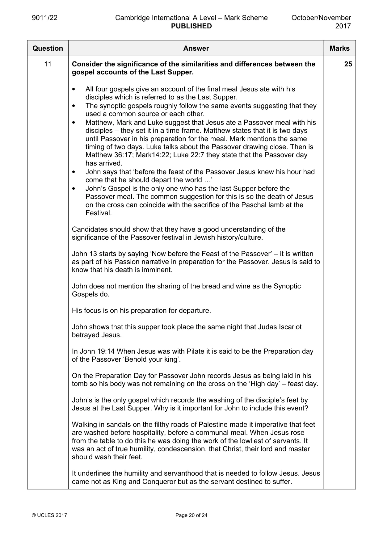 Mark scheme, page 20 of 24