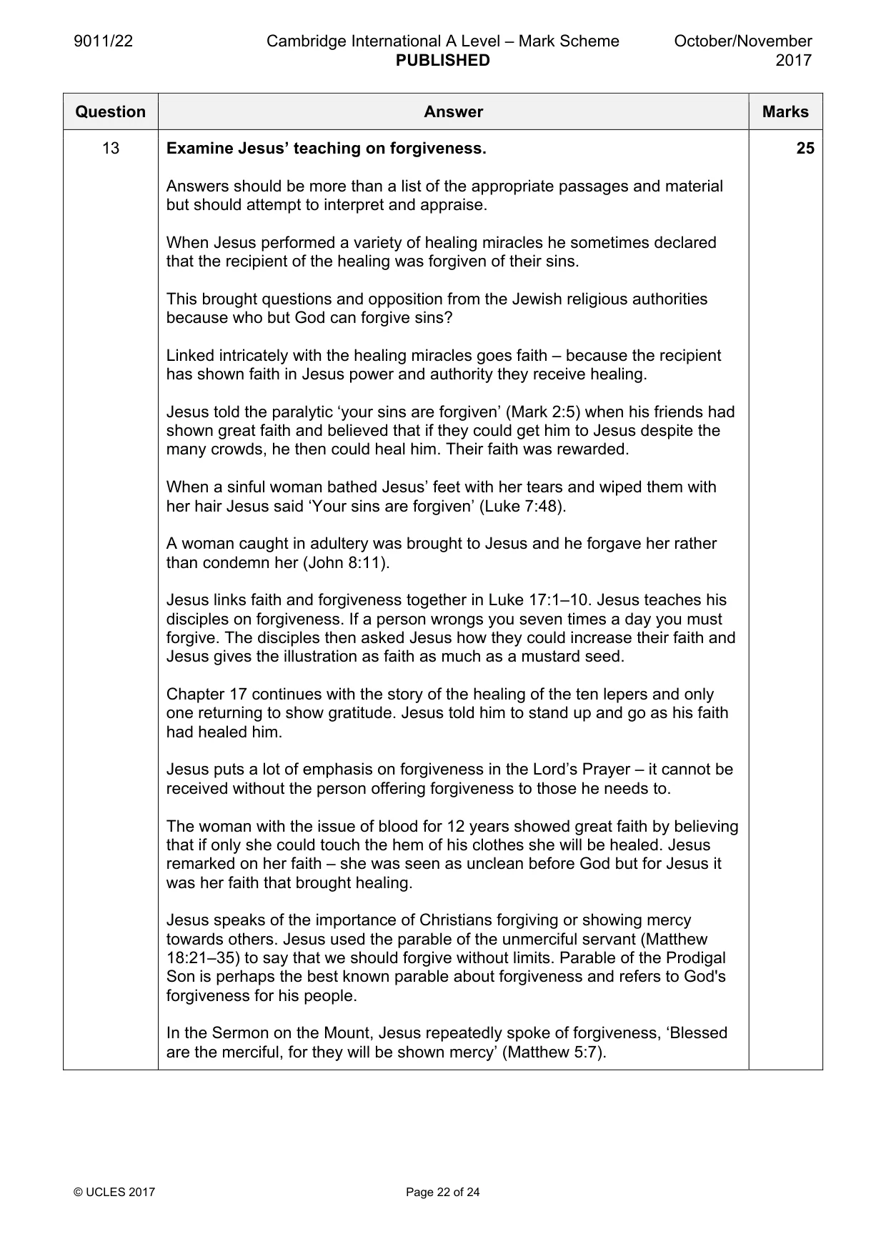 Mark scheme, page 22 of 24