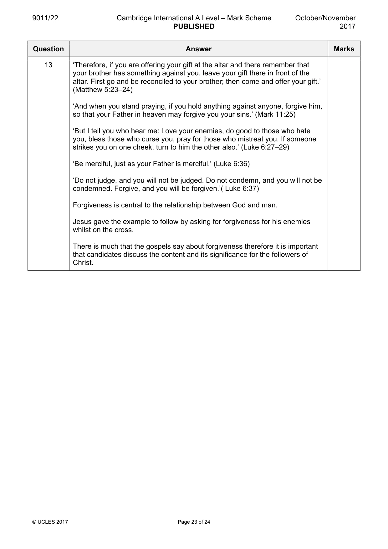 Mark scheme, page 23 of 24