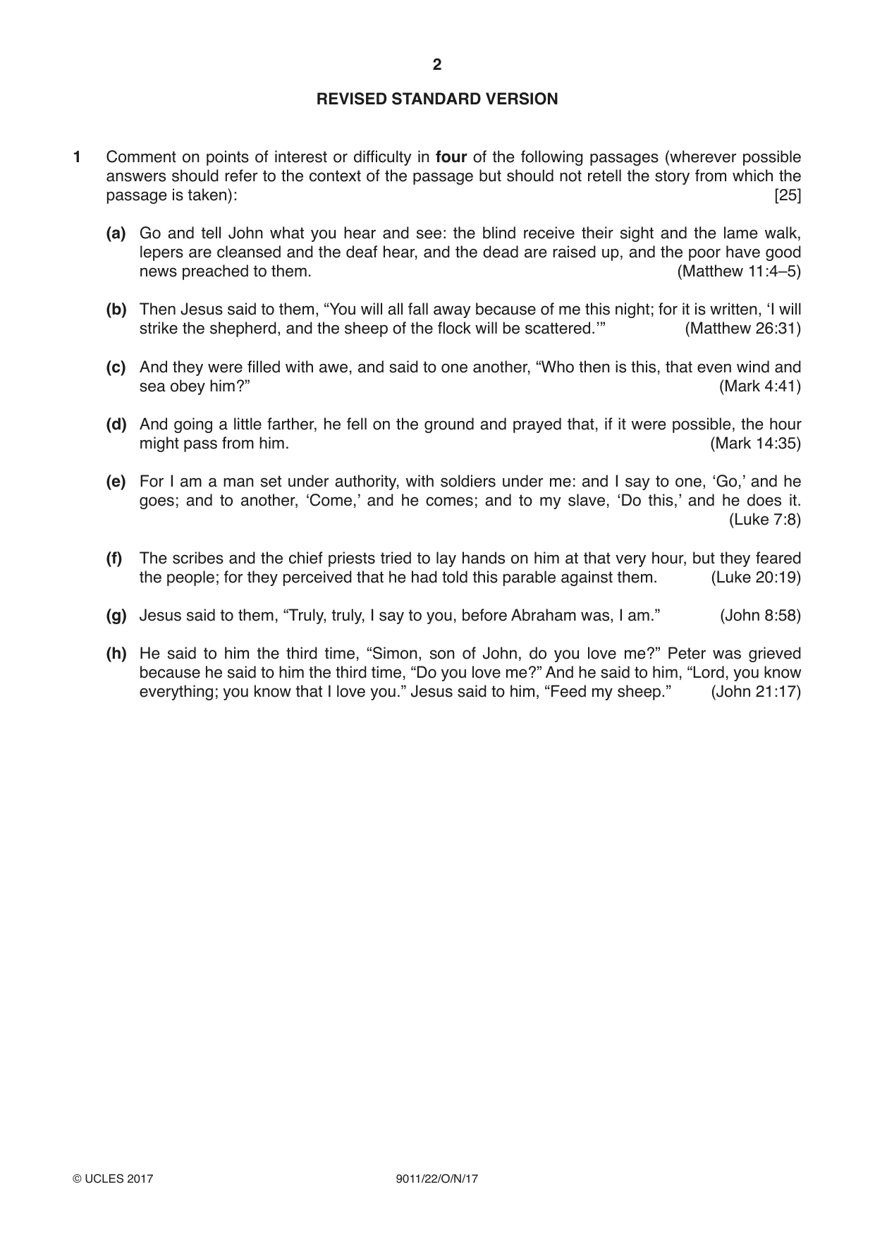 Cambridge A Level Divinity 9011 2017 Oct/Nov Paper 2 · Variant 2 question paper, page 2 of 4