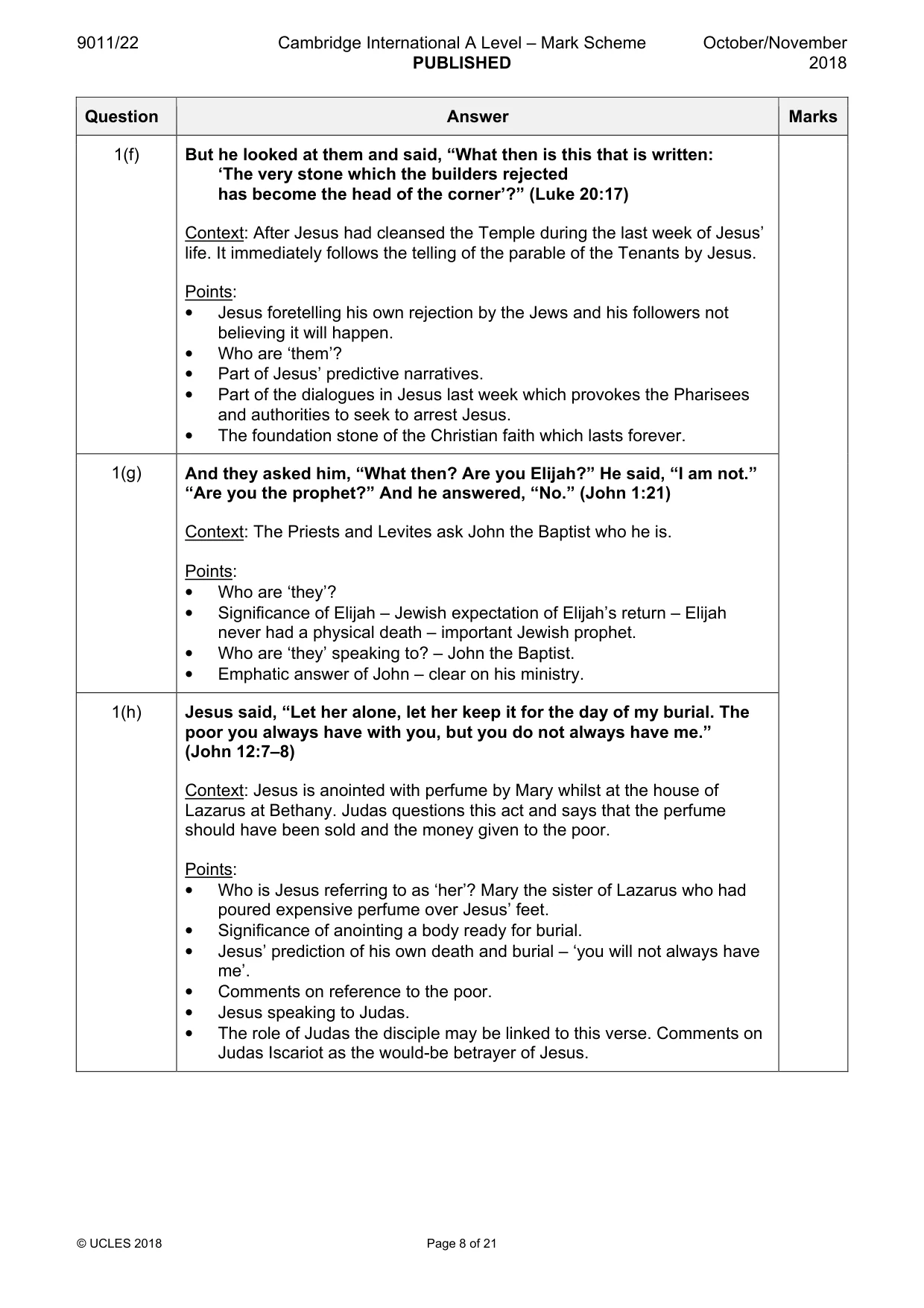 Mark scheme, page 8 of 21