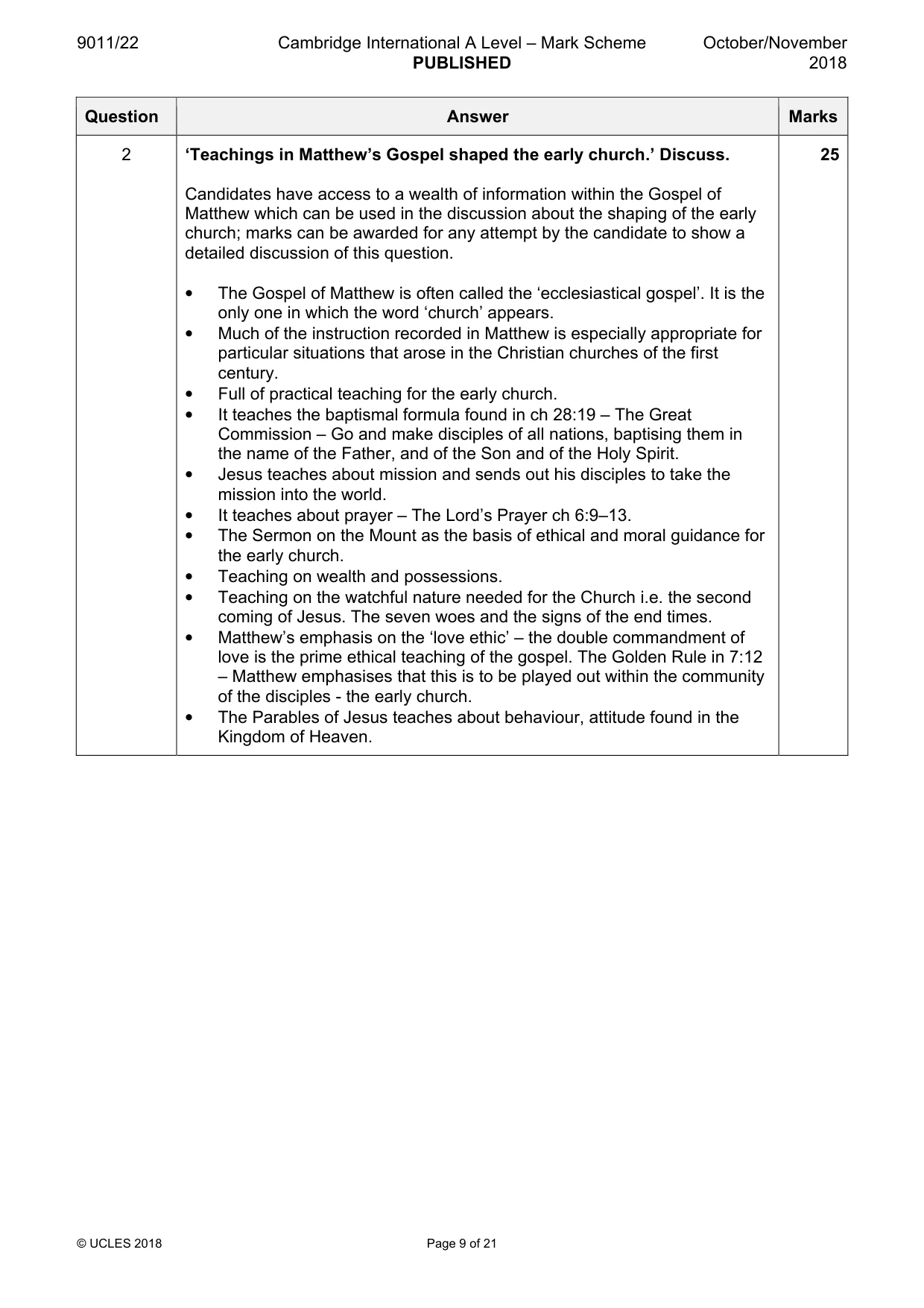 Mark scheme, page 9 of 21