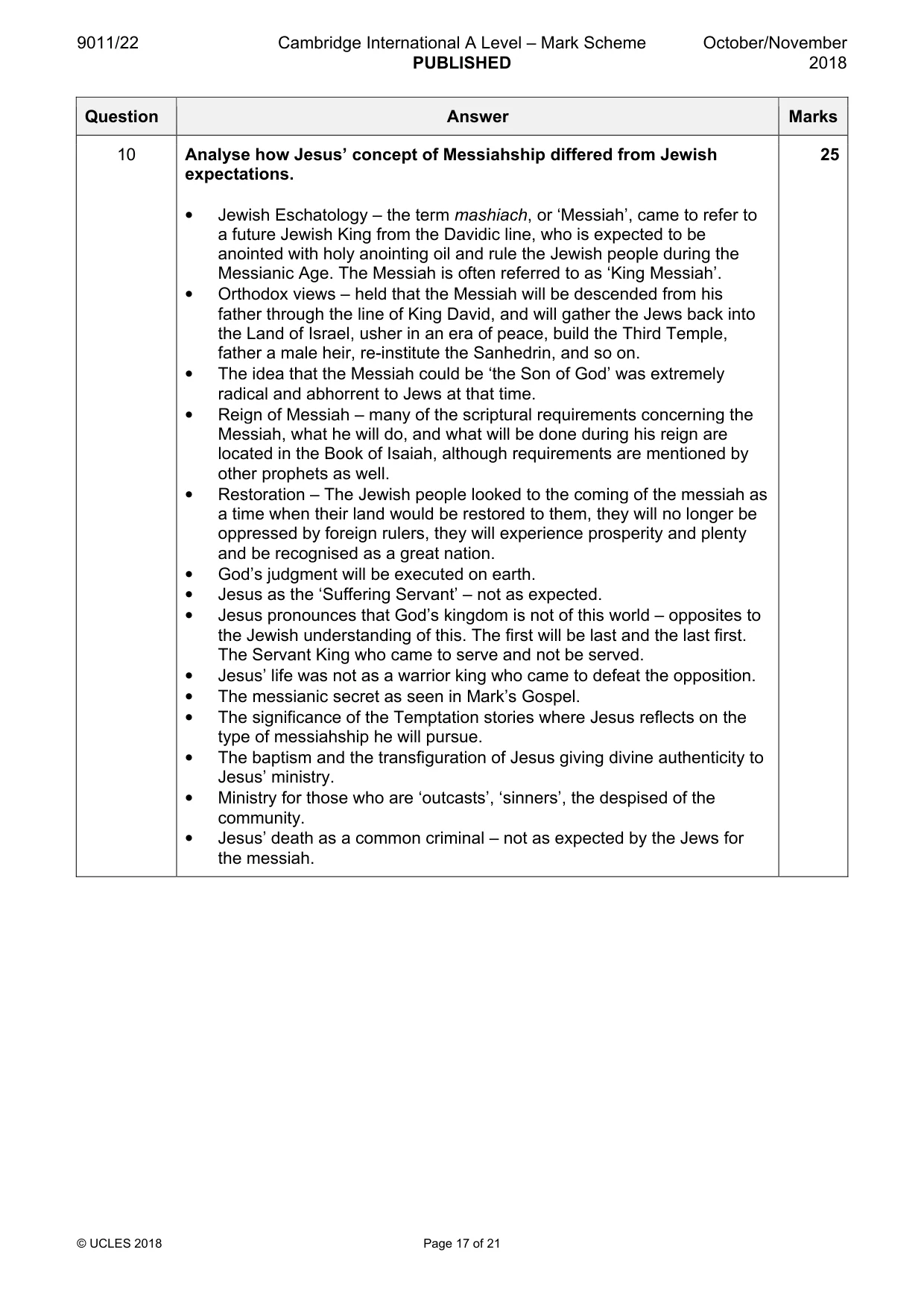 Mark scheme, page 17 of 21