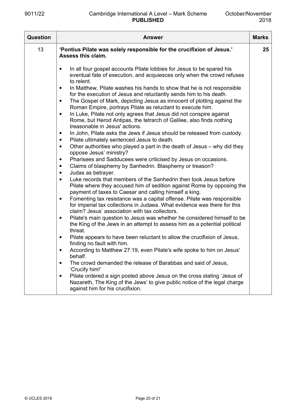 Mark scheme, page 20 of 21