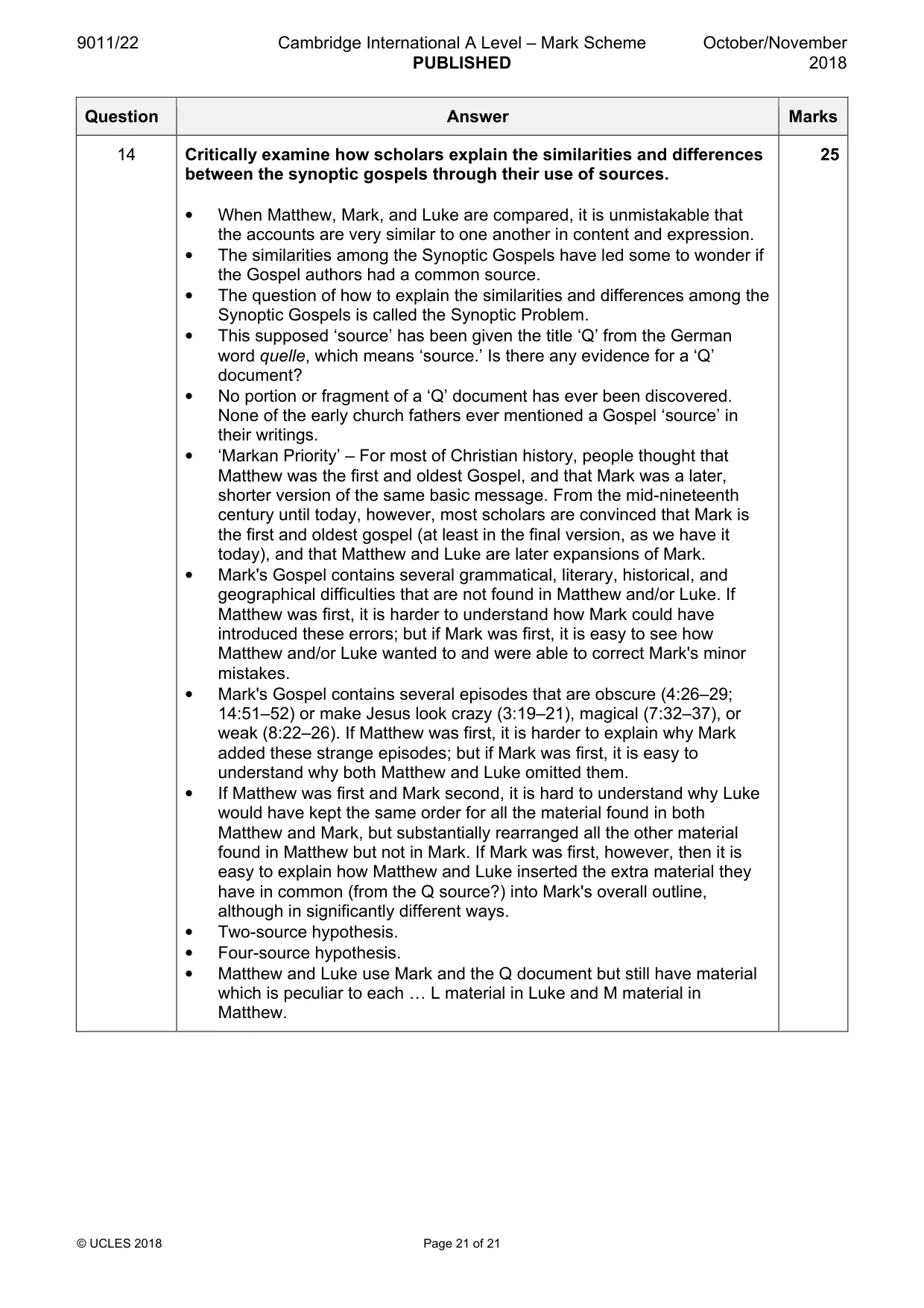 Mark scheme, page 21 of 21