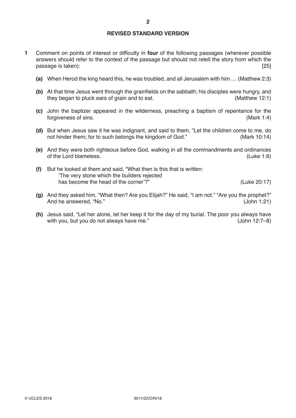 Cambridge A Level Divinity 9011 2018 Oct/Nov Paper 2 · Variant 2 question paper, page 2 of 4